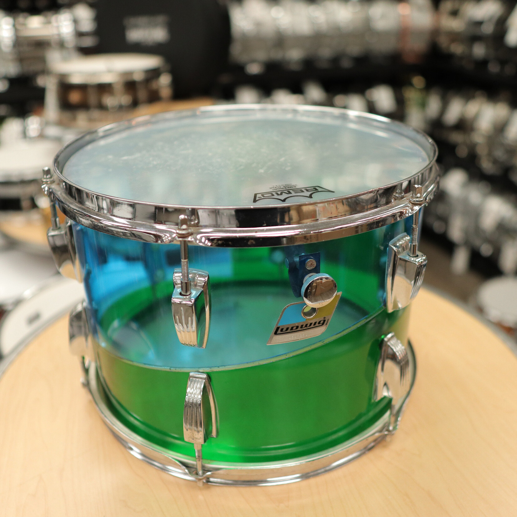 Ludwig Late 70s Ludwig 9x13" Vistalite Tom (Blue/Green Pattern E)
