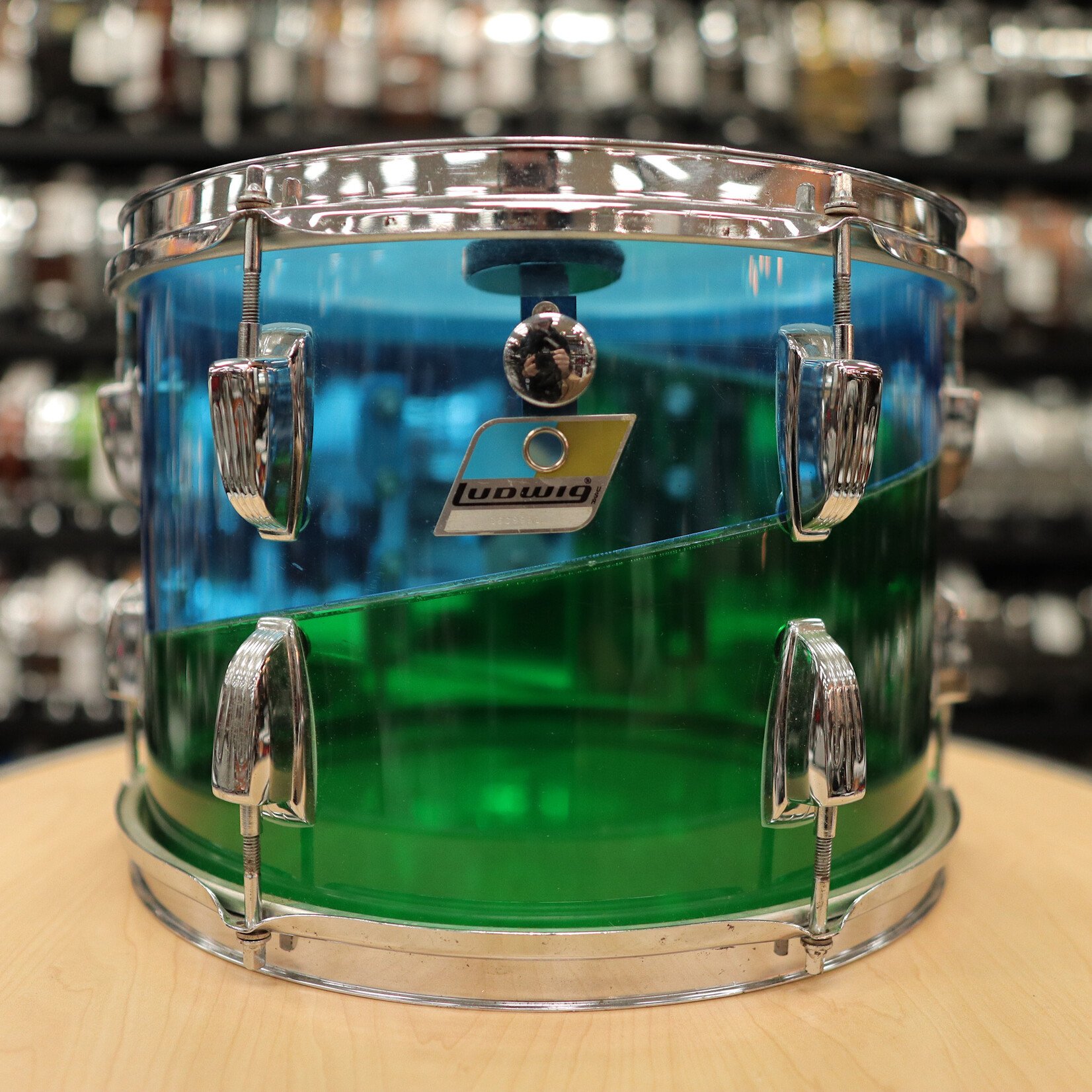 Ludwig Late 70s Ludwig 9x13" Vistalite Tom (Blue/Green Pattern E)