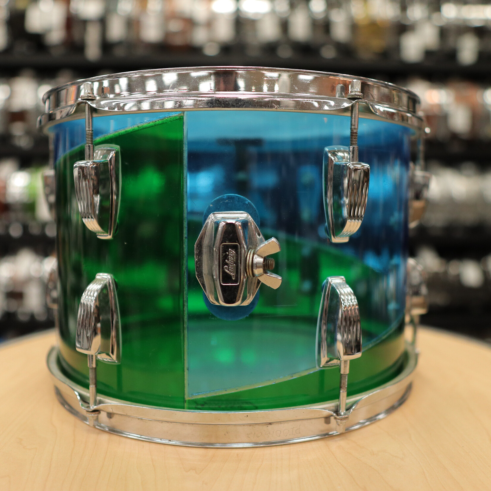 Ludwig Late 70s Ludwig 9x13" Vistalite Tom (Blue/Green Pattern E)
