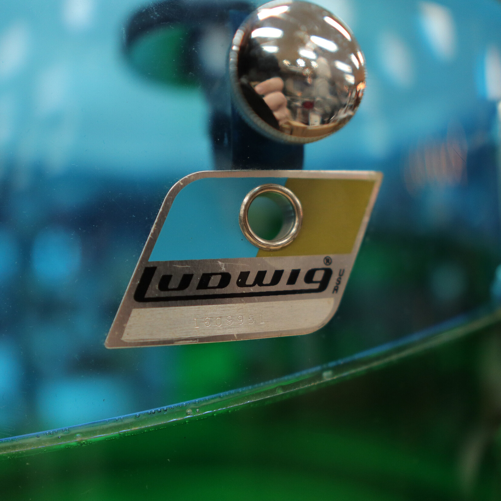 Ludwig Late 70s Ludwig 9x13" Vistalite Tom (Blue/Green Pattern E)