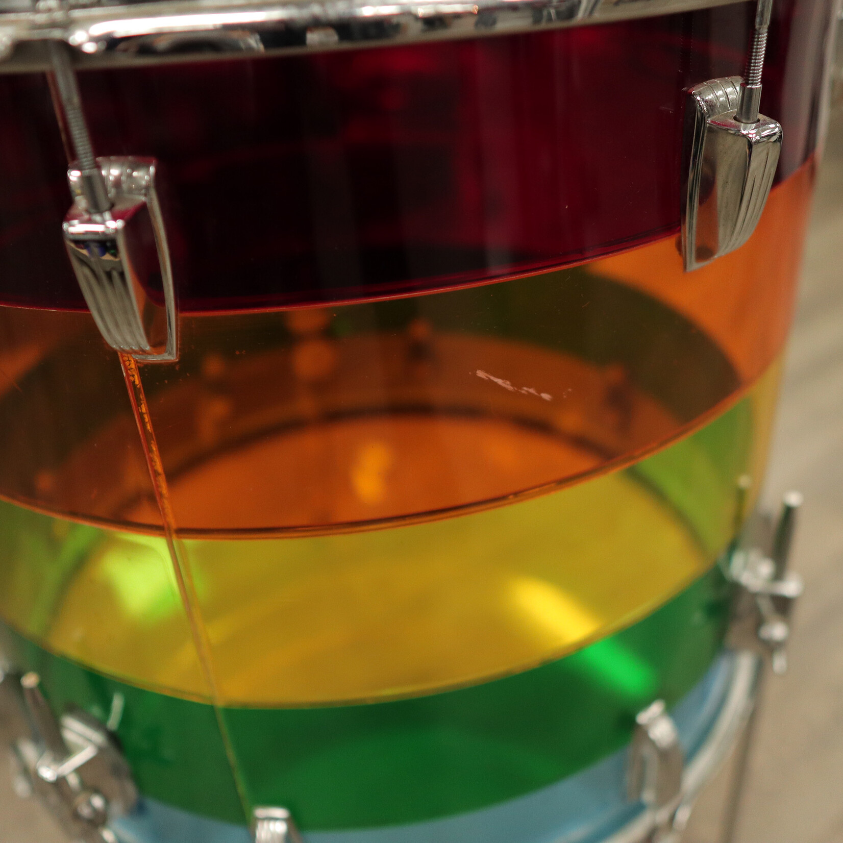 Ludwig 1970s Ludwig Vistalite 20" Floor Tom - Pattern B (Red/ Amber/ Yellow/ Blue/ Green)