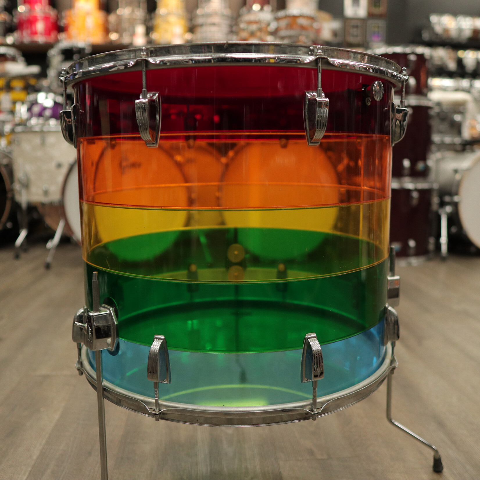 Ludwig 1970s Ludwig Vistalite 20" Floor Tom - Pattern B (Red/ Amber/ Yellow/ Blue/ Green)