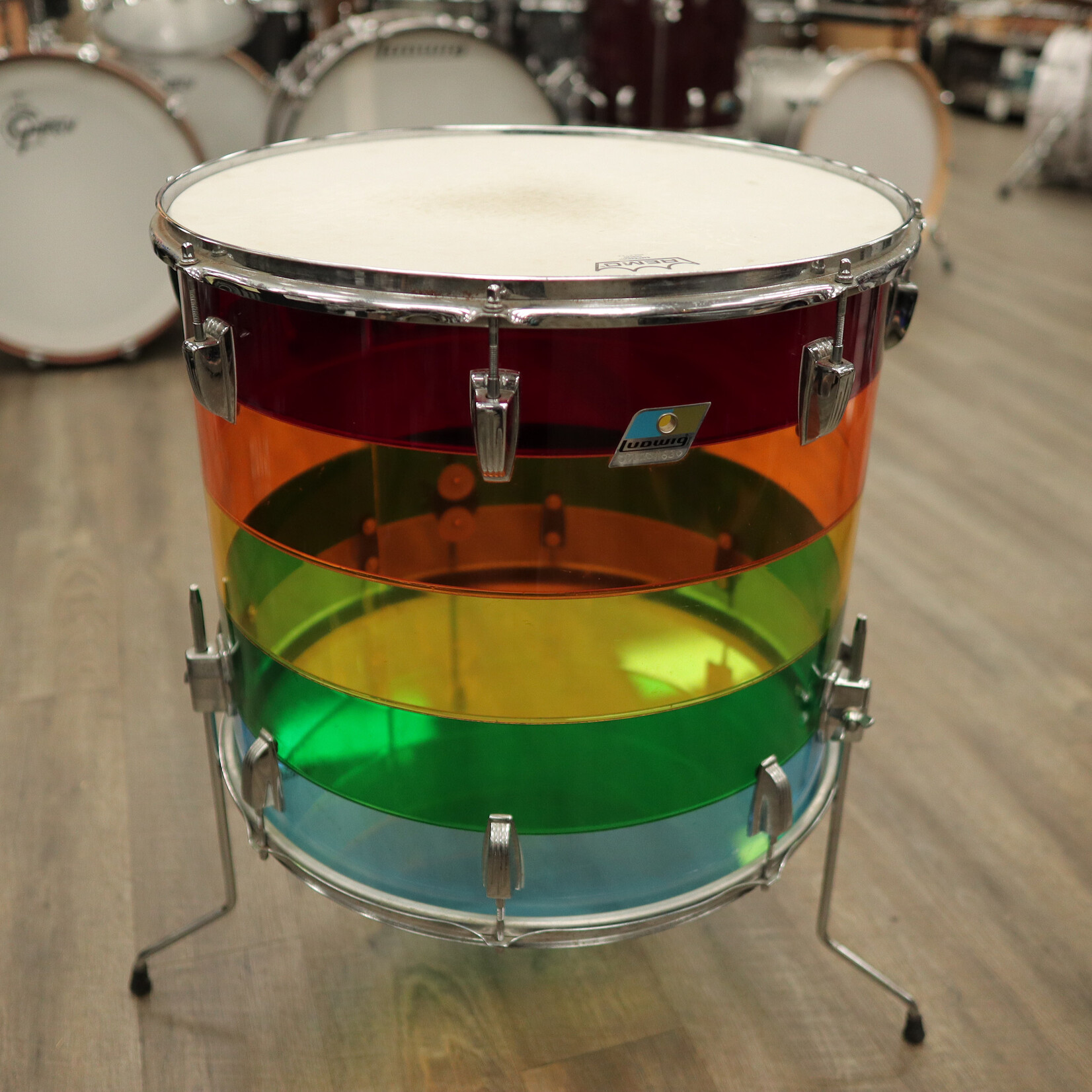 Ludwig 1970s Ludwig Vistalite 20" Floor Tom - Pattern B (Red/ Amber/ Yellow/ Blue/ Green)