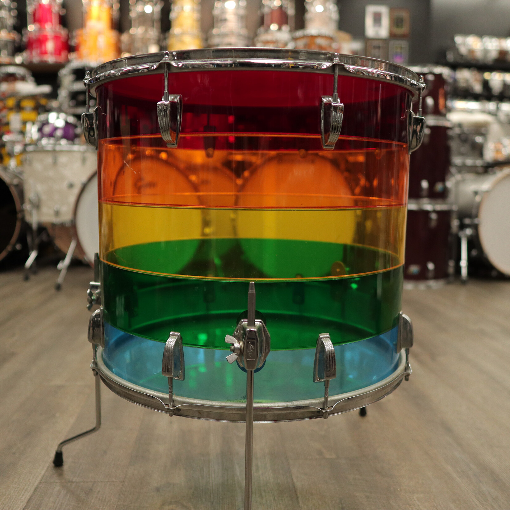 Ludwig 1970s Ludwig Vistalite 20" Floor Tom - Pattern B (Red/ Amber/ Yellow/ Blue/ Green)