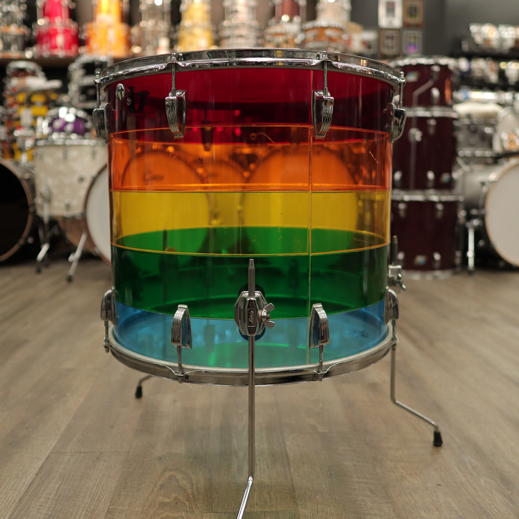 Ludwig 1970s Ludwig Vistalite 20" Floor Tom - Pattern B (Red/ Amber/ Yellow/ Blue/ Green)
