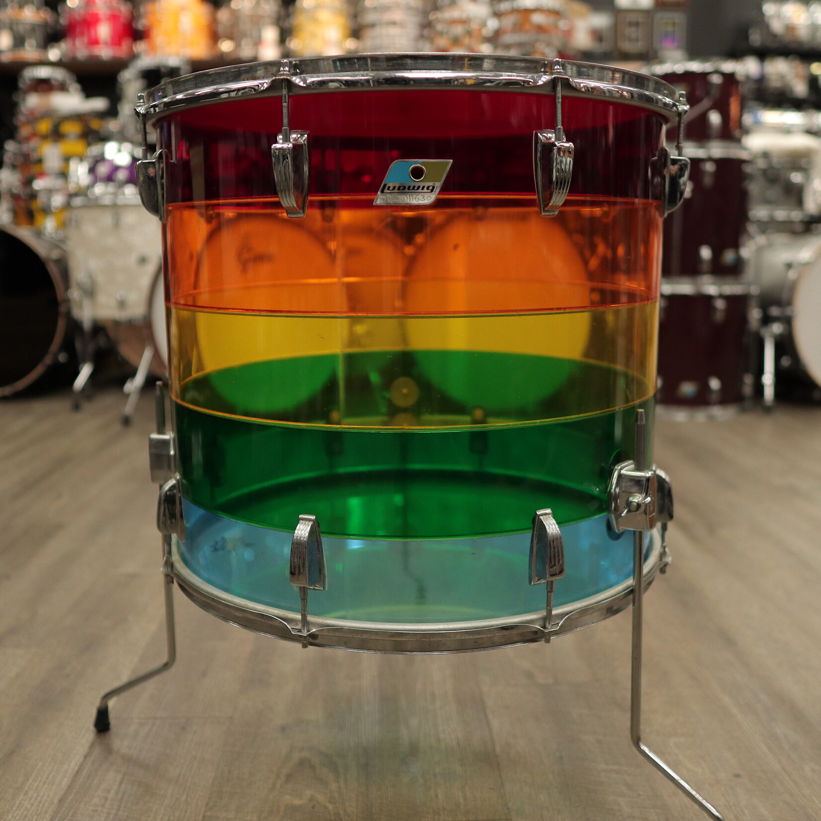 Ludwig 1970s Ludwig Vistalite 20" Floor Tom - Pattern B (Red/ Amber/ Yellow/ Blue/ Green)