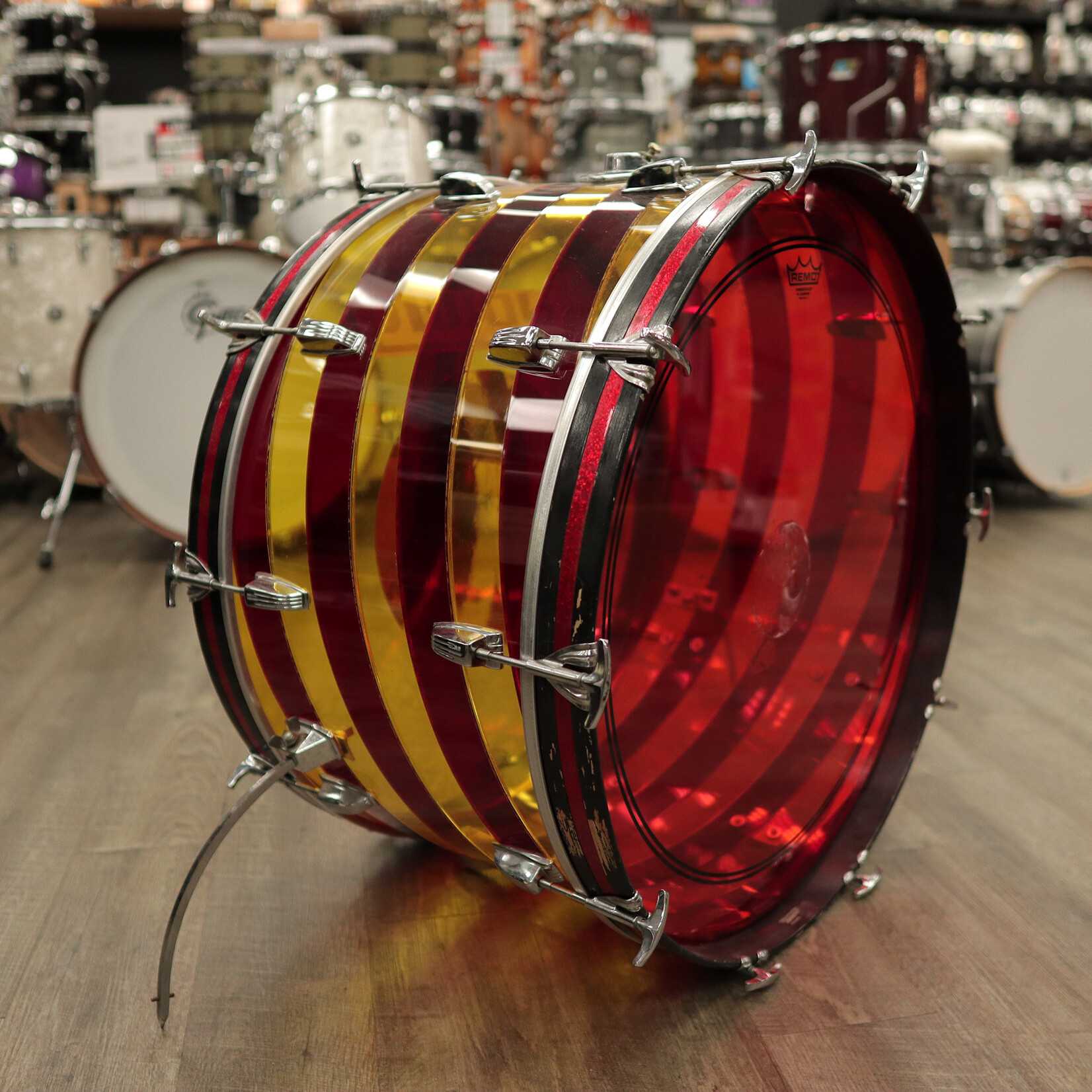 Ludwig 1970s Ludwig Vistalite 14x26" Bass Drum - Pattern C (Red/ Yellow)