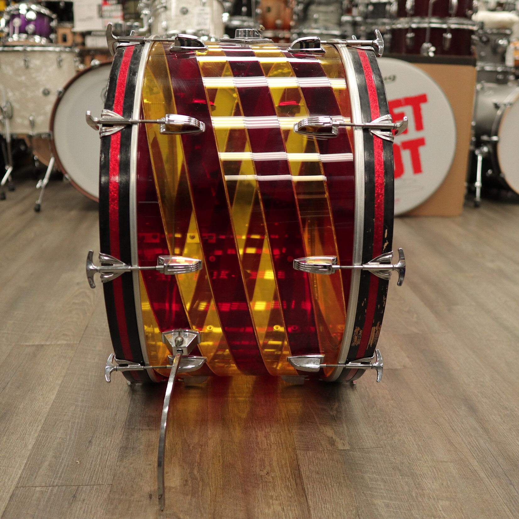 Ludwig 1970s Ludwig Vistalite 14x26" Bass Drum - Pattern C (Red/ Yellow)