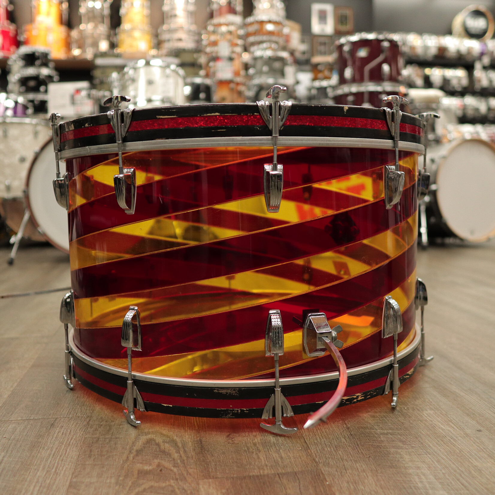 Ludwig 1970s Ludwig Vistalite 14x26" Bass Drum - Pattern C (Red/ Yellow)