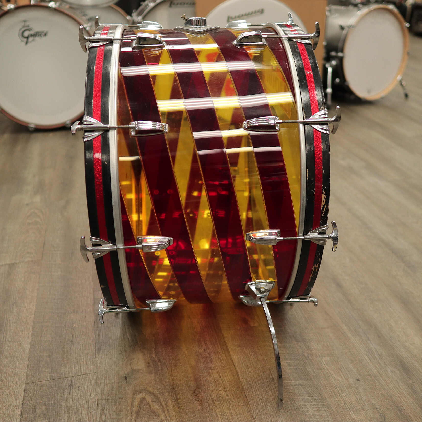Ludwig 1970s Ludwig Vistalite 14x26" Bass Drum - Pattern C (Red/ Yellow)