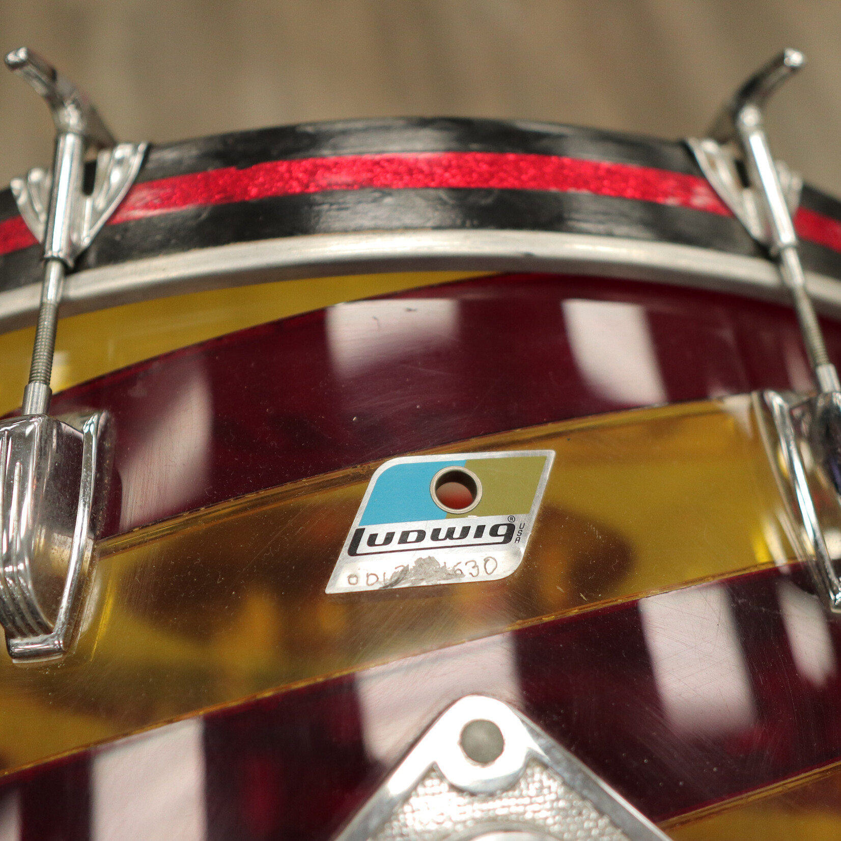 Ludwig 1970s Ludwig Vistalite 14x26" Bass Drum - Pattern C (Red/ Yellow)