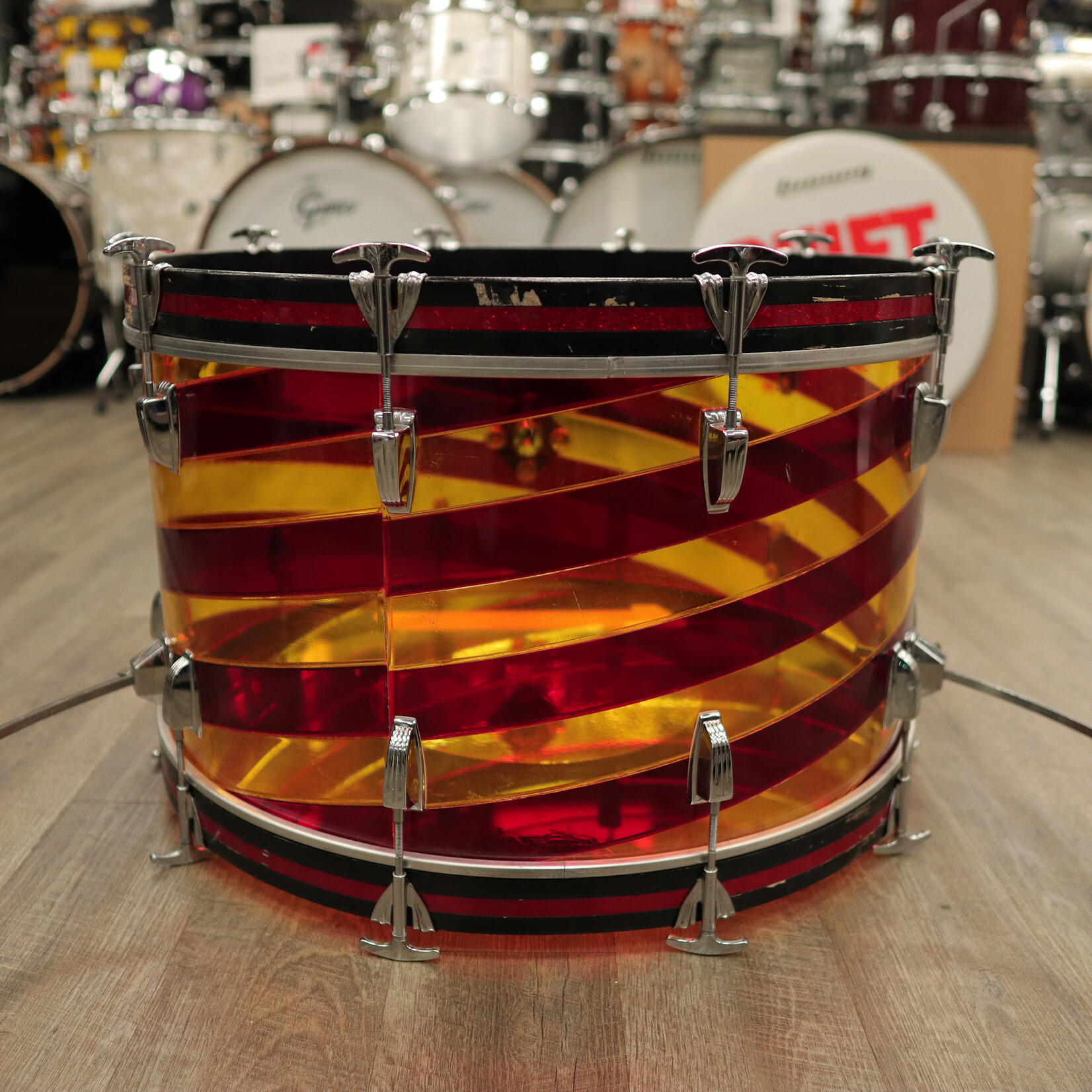 Ludwig 1970s Ludwig Vistalite 14x26" Bass Drum - Pattern C (Red/ Yellow)