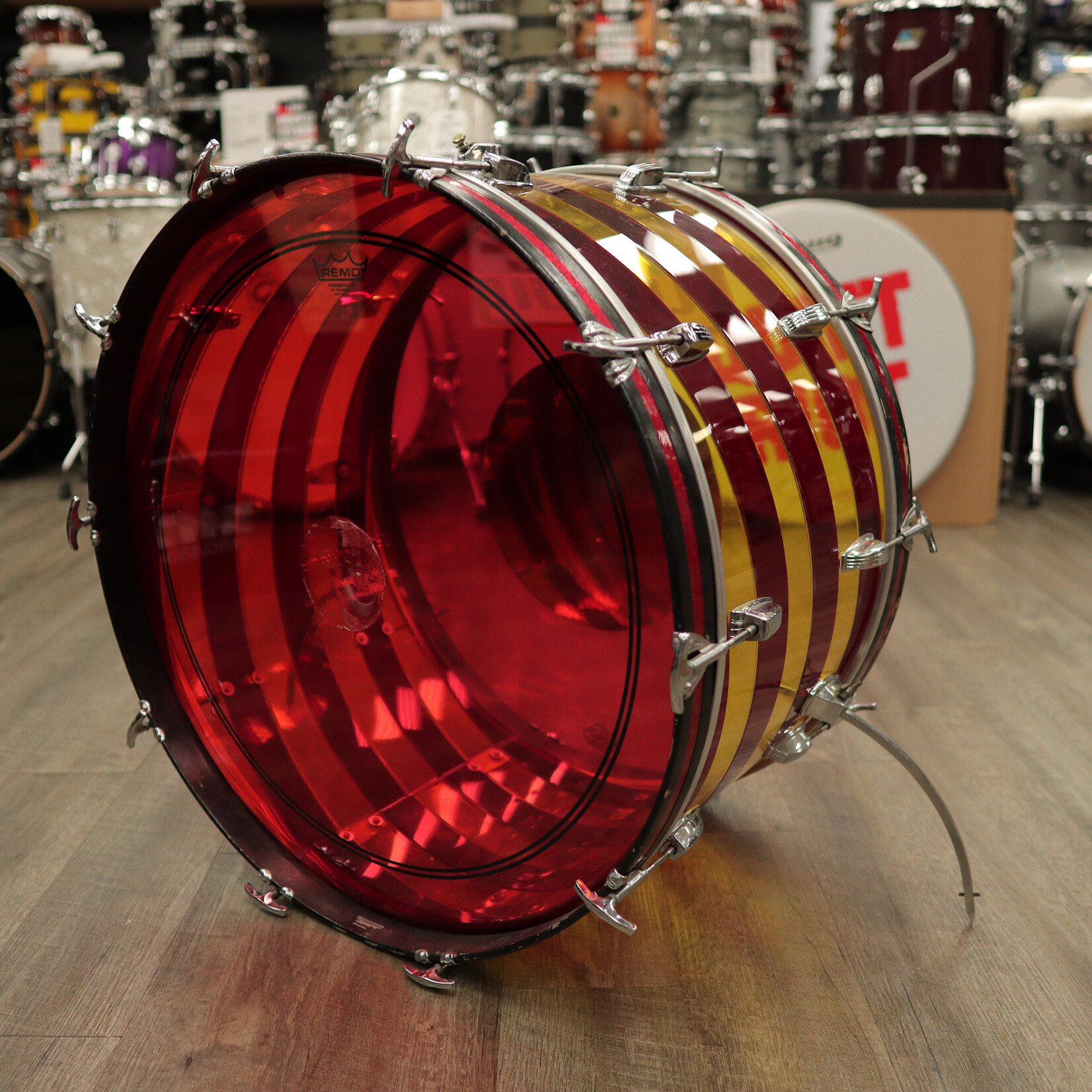 Ludwig 1970s Ludwig Vistalite 14x26" Bass Drum - Pattern C (Red/ Yellow)