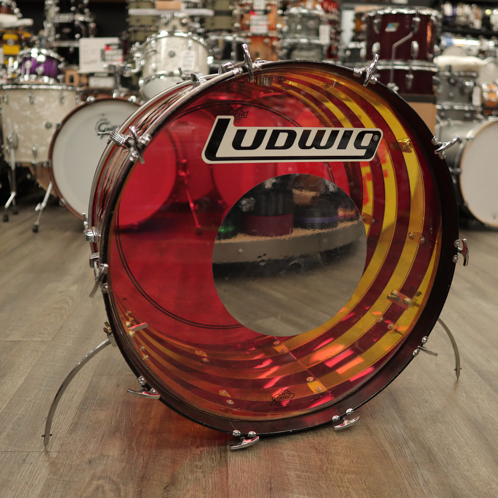 Ludwig 1970s Ludwig Vistalite 14x26" Bass Drum - Pattern C (Red/ Yellow)