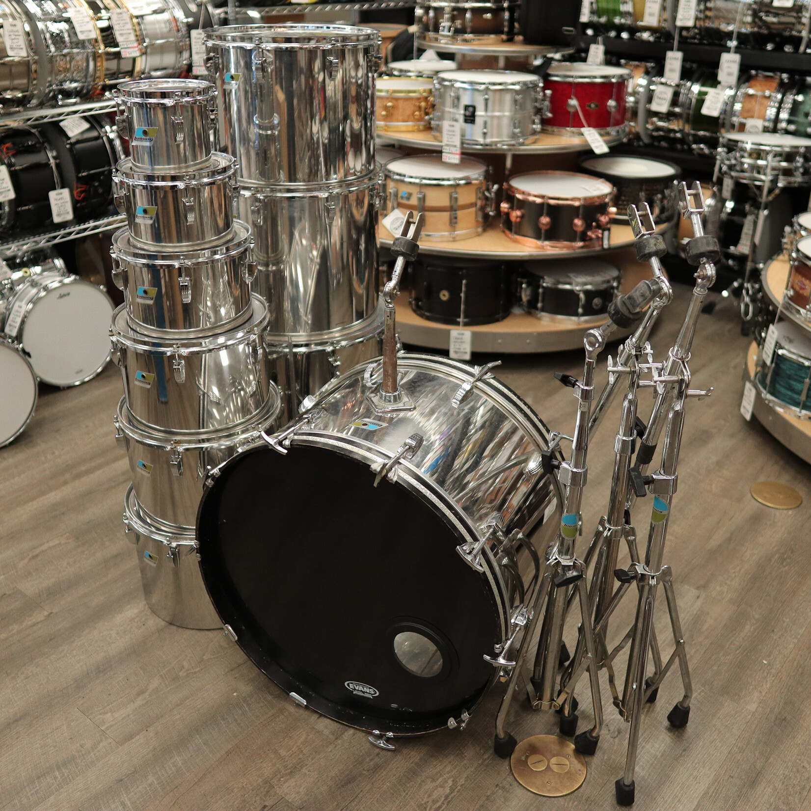 Ludwig 70s Ludwig Stainless Steel Octoplus 10-PC Shell Pack 6/8/10/12/13/14/15/16/18/24