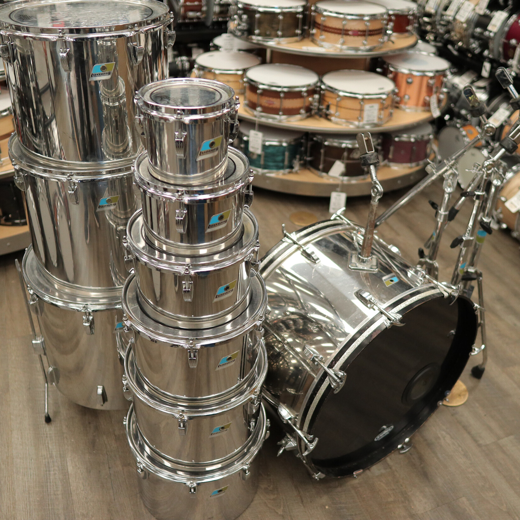 Ludwig 70s Ludwig Stainless Steel Octoplus 10-PC Shell Pack 6/8/10/12/13/14/15/16/18/24