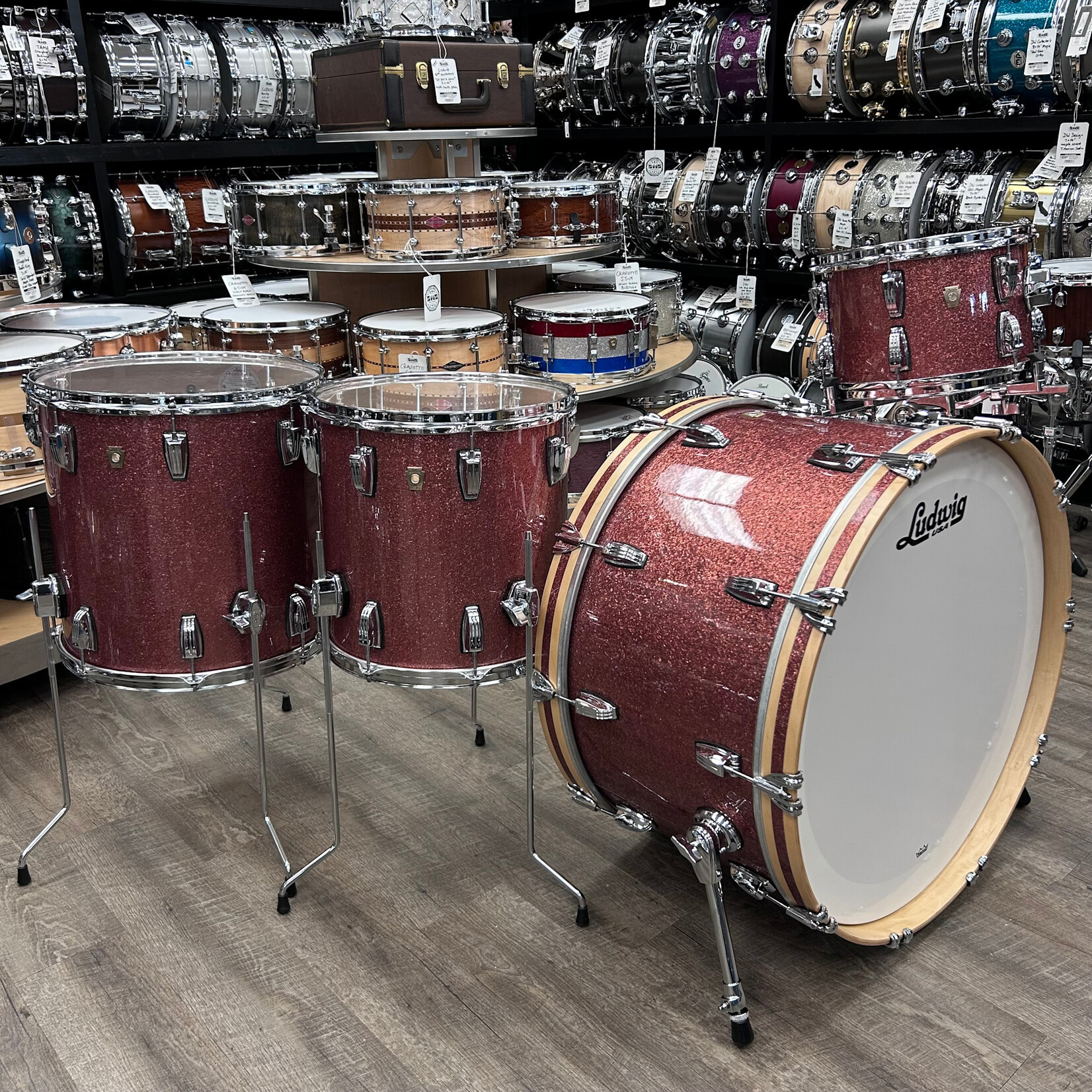 Ludwig Pre-Owned Ludwig Classic Maple 12/14/16/26 (Hybrid Copper Sparkle)