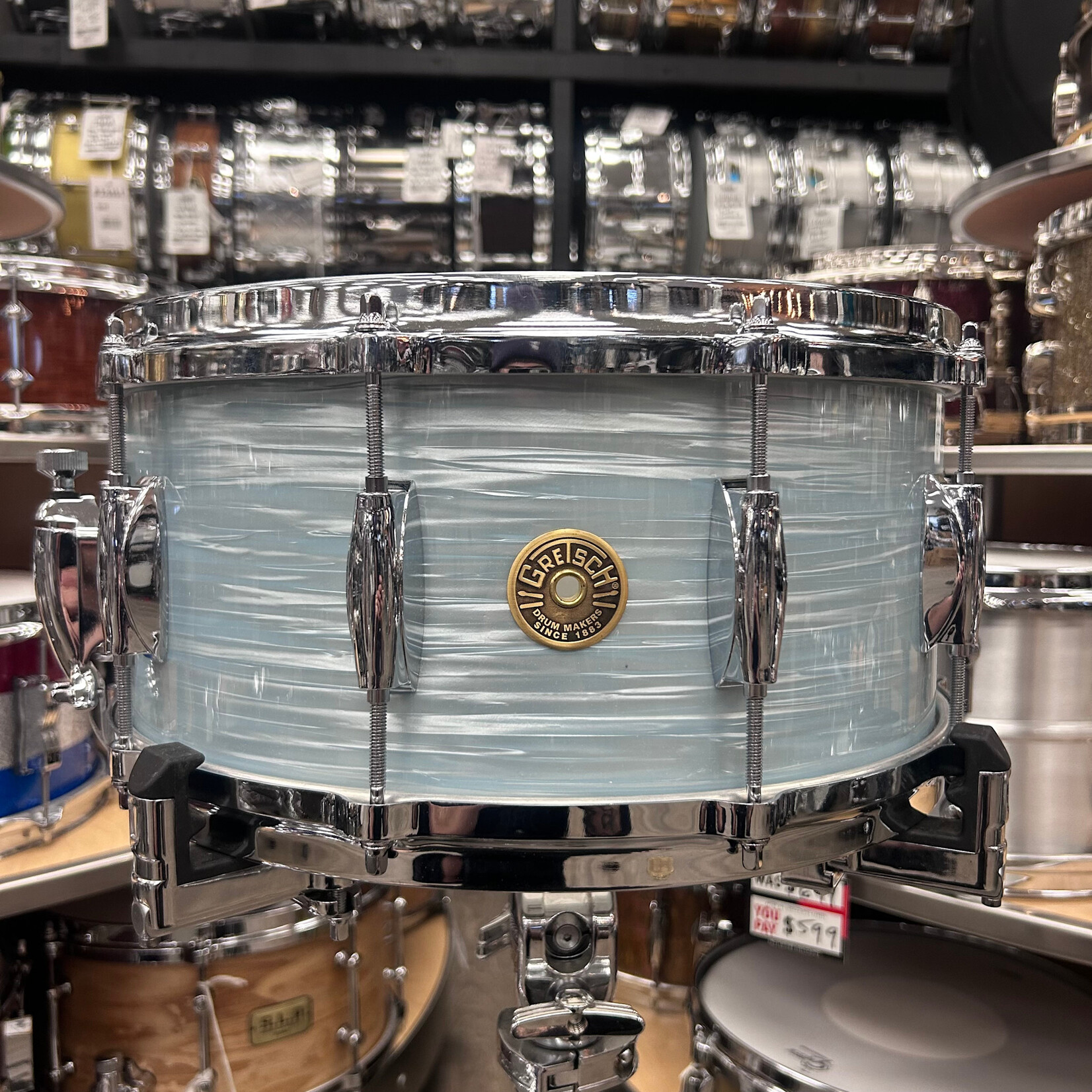 Gretsch Gretsch USA Custom 6.5 x 14" Ridgeland Snare Drum (Vintage Oyster White)