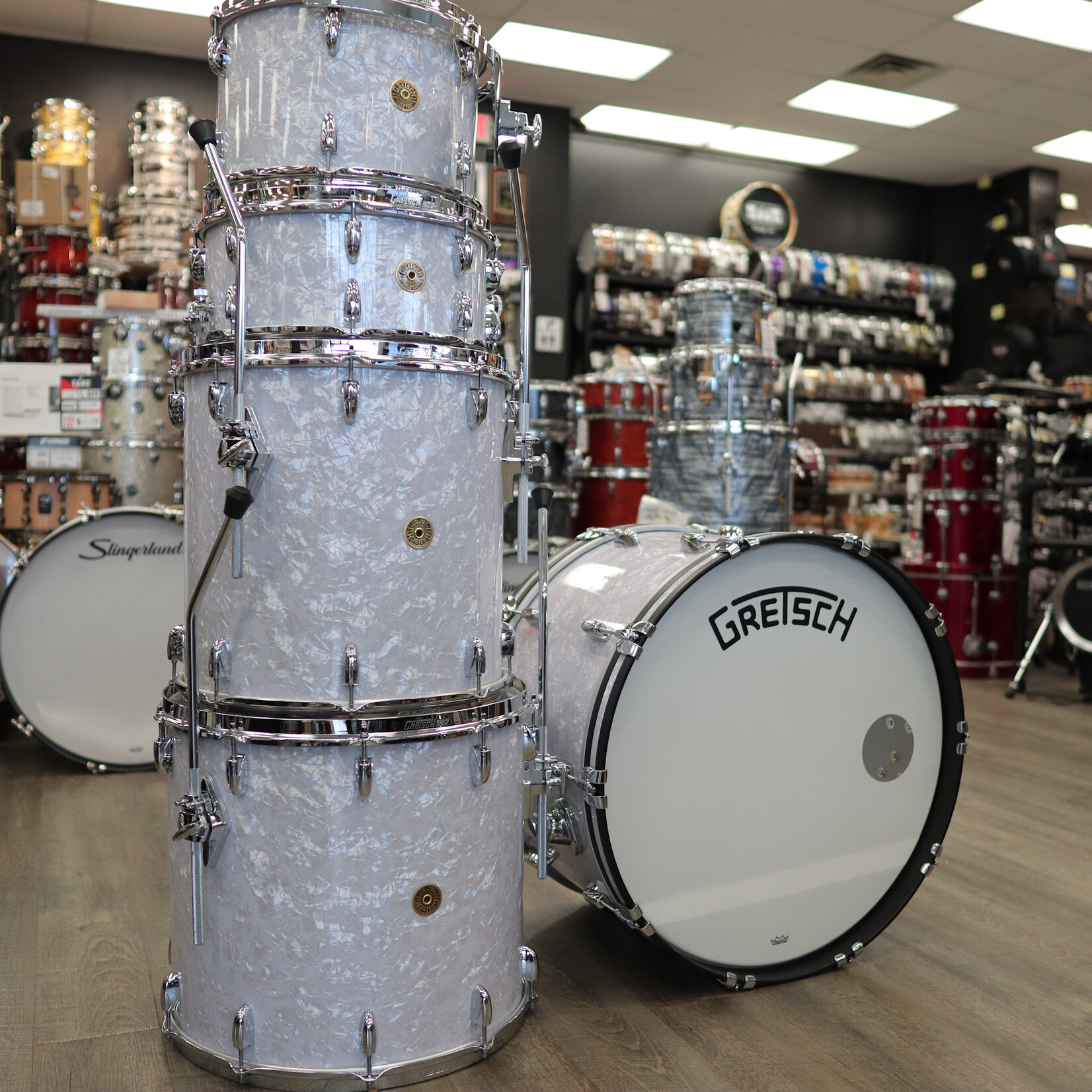 Gretsch Gretsch Broadkaster 5-Piece Shell Pack 24/13/16/18/6.5x14 (White Marine Pearl)