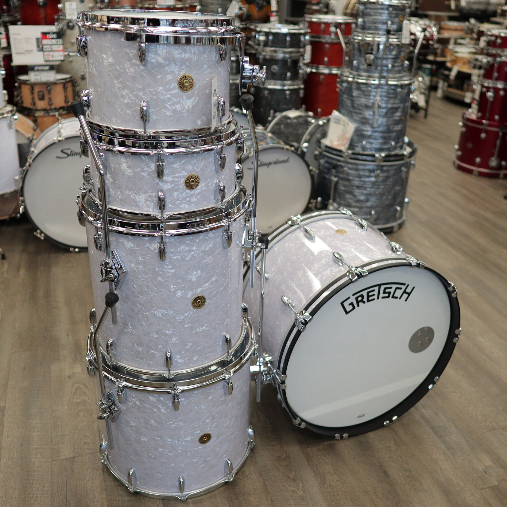 Gretsch Gretsch Broadkaster 5-Piece Shell Pack 24/13/16/18/6.5x14 (White Marine Pearl)