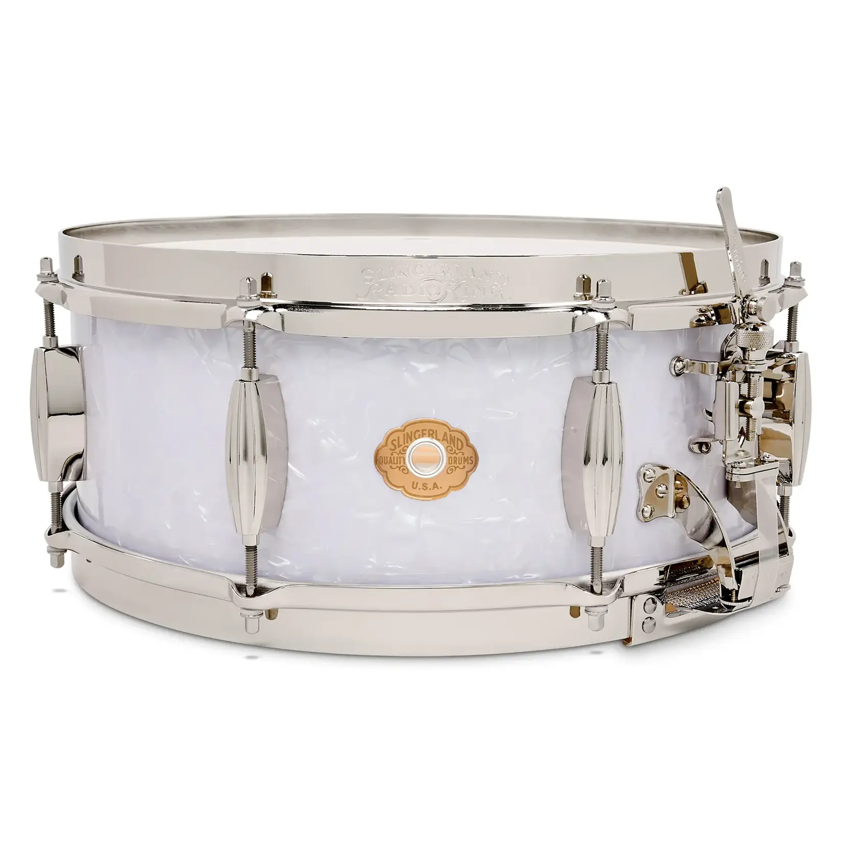 Slingerland Slingerland 5.5x14" Radio King Solid Maple Snare Drum, White Marine Pearl, Nickel HW