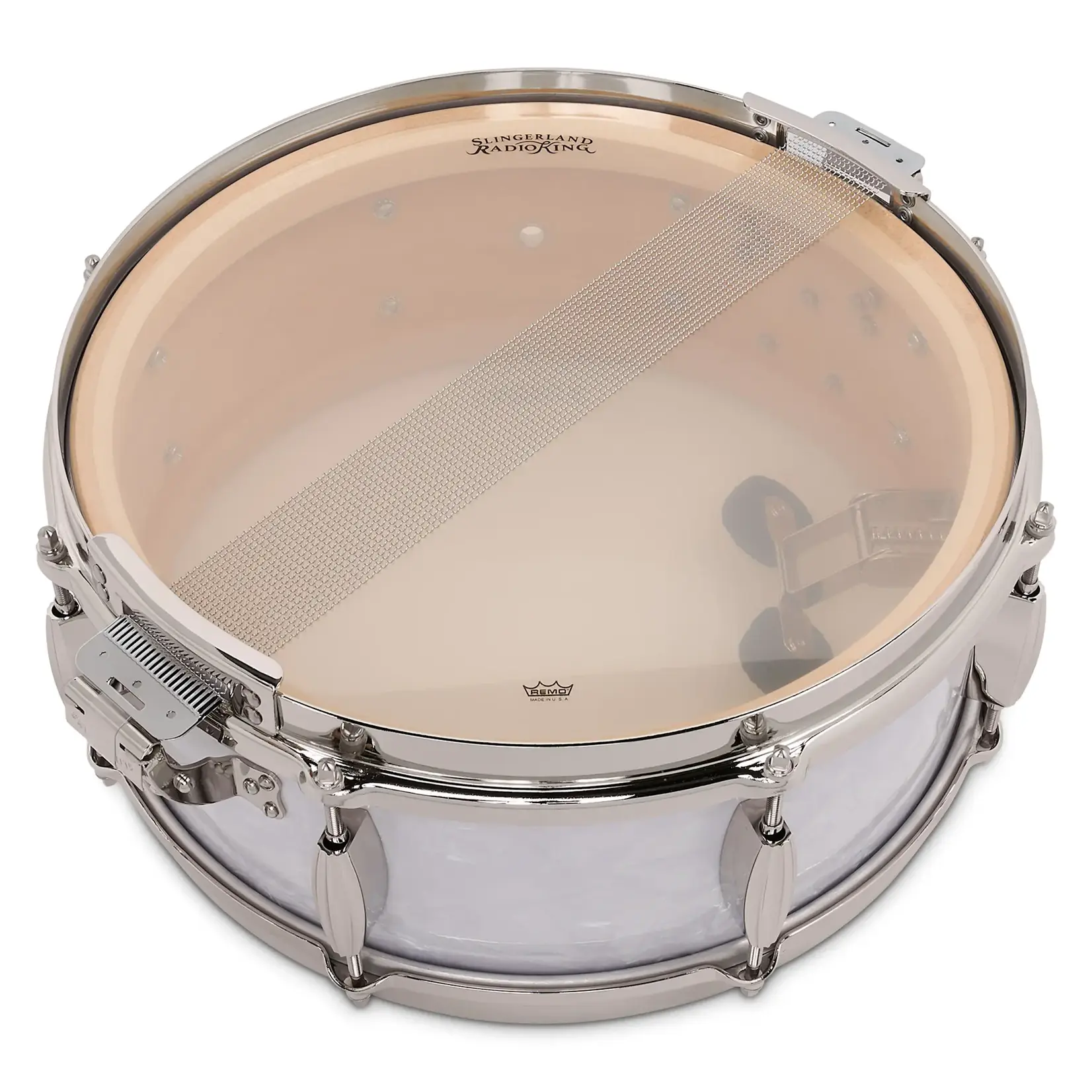 Slingerland Slingerland 5.5x14" Radio King Solid Maple Snare Drum, White Marine Pearl, Nickel HW