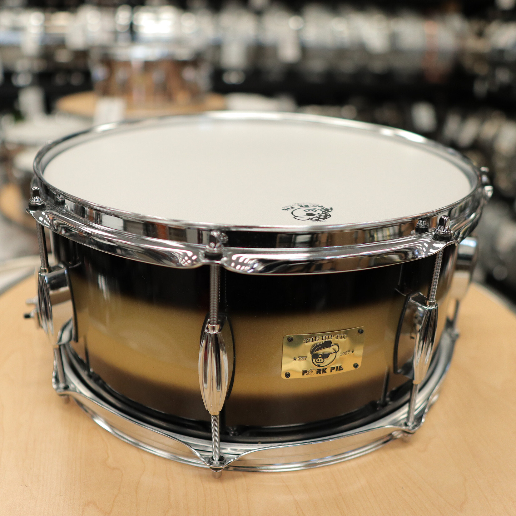 Pork Pie Like-New Pork Pie 6.5x14" Hip Pig Snare Drum (Black/ Gold Duco)