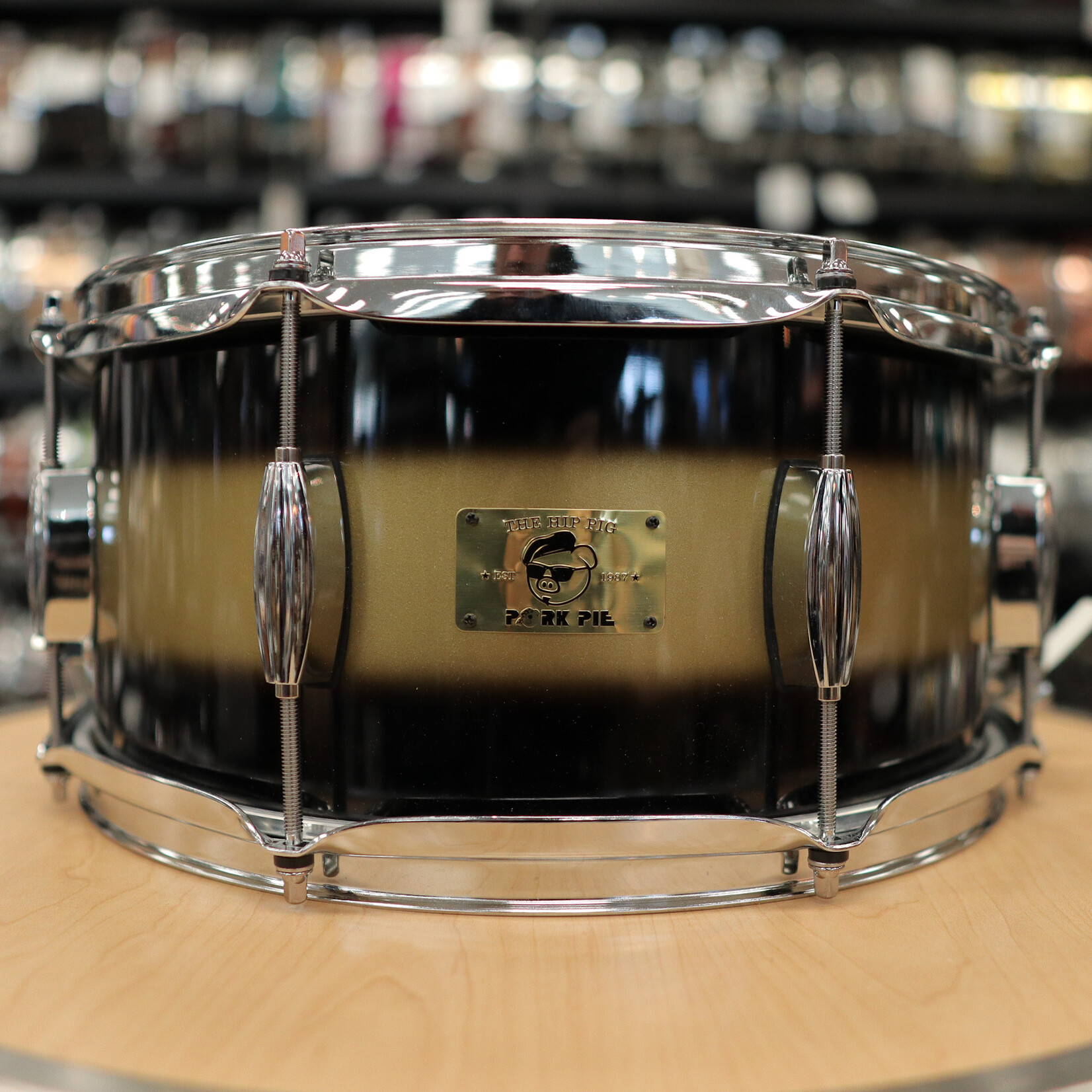 Pork Pie Like-New Pork Pie 6.5x14" Hip Pig Snare Drum (Black/ Gold Duco)