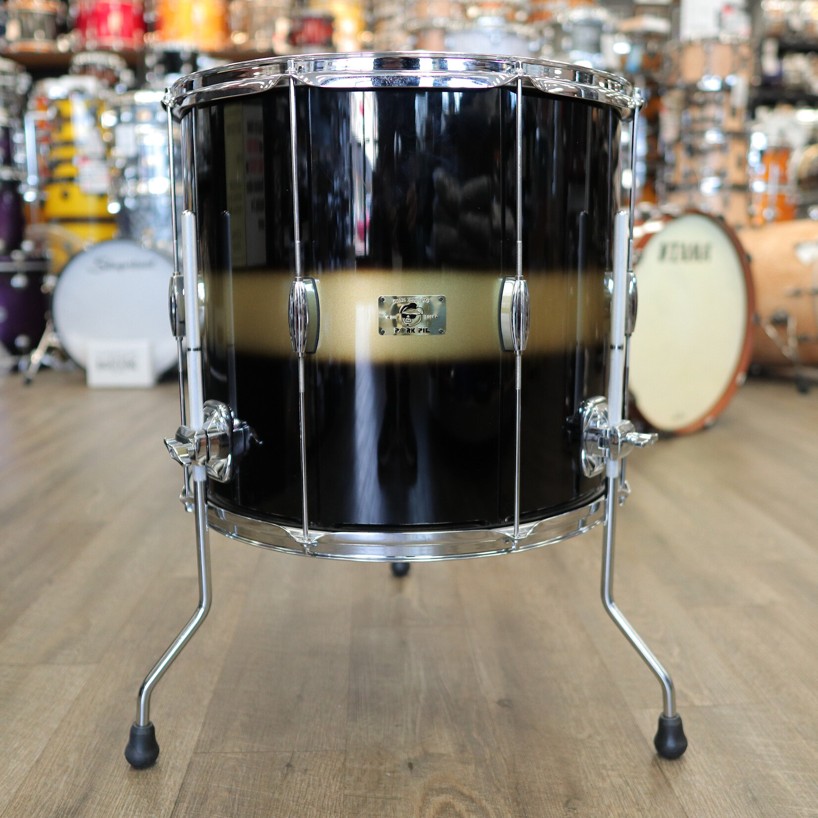 Pork Pie Pre-Owned Pork Pie 16x18" Hip Pig Floor Tom (Black/ Gold Duco)