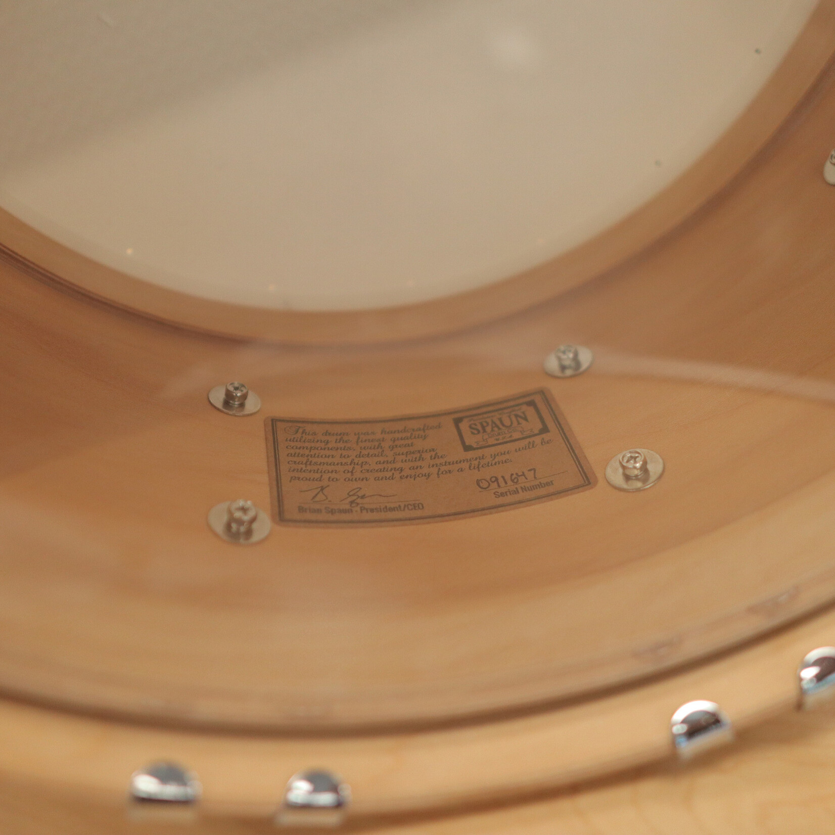 Spaun Used Spaun Revolutionary Maple 7x14 Snare Drum (Vertical Caramel Zebrawood)