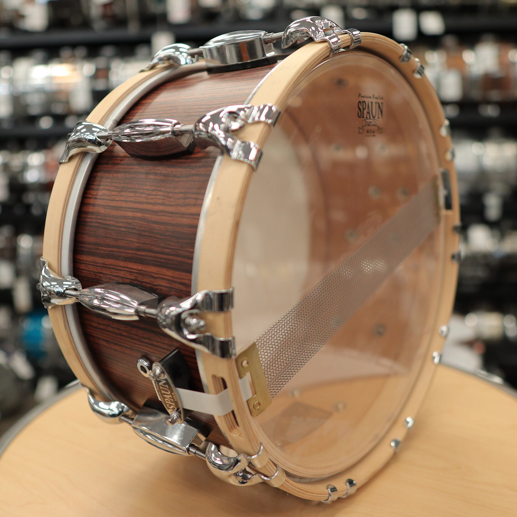 Spaun Used Spaun Revolutionary Maple 7x14 Snare Drum (Vertical Caramel Zebrawood)