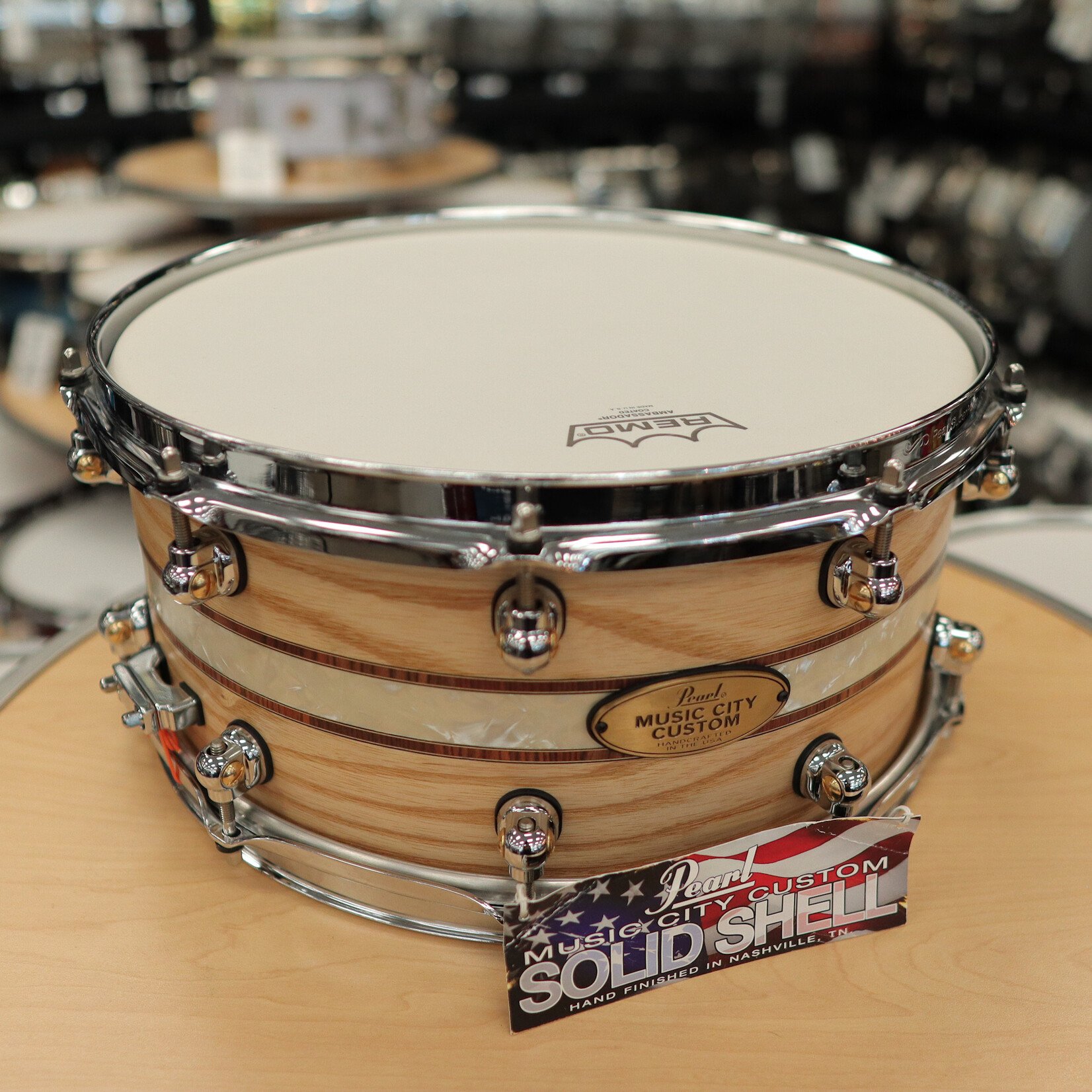 Pearl Like-New Pearl Music City Custom 6.5x14" Solid Ash w/ Kingwood Royal Inlay (MCCA1465S/C1002)