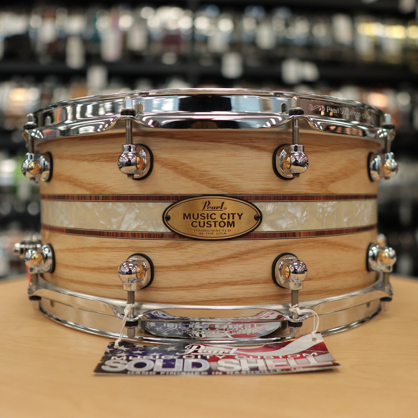 Pearl Like-New Pearl Music City Custom 6.5x14" Solid Ash w/ Kingwood Royal Inlay (MCCA1465S/C1002)