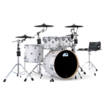 DW DWe 5-PC Kit Bundle 22/10/12/16/14sn w/ Roland Cymbal Pack and Hardware Pack (White Marine Pearl)