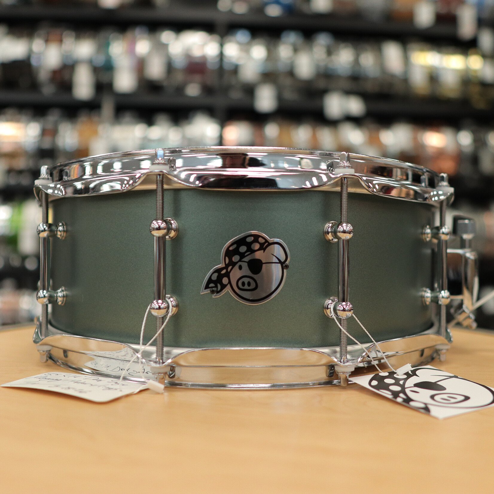 Pork Pie Pork Pie 5.5x14" Mahogany Hybrid Snare Drum with Tube Lugs (Deep Sage Metallic)
