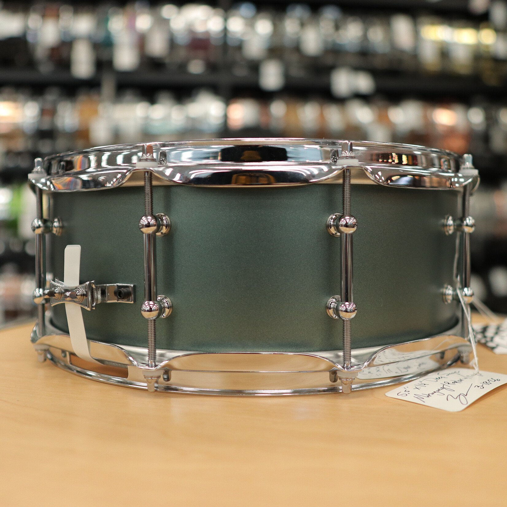 Pork Pie Pork Pie 5.5x14" Mahogany Hybrid Snare Drum with Tube Lugs (Deep Sage Metallic)