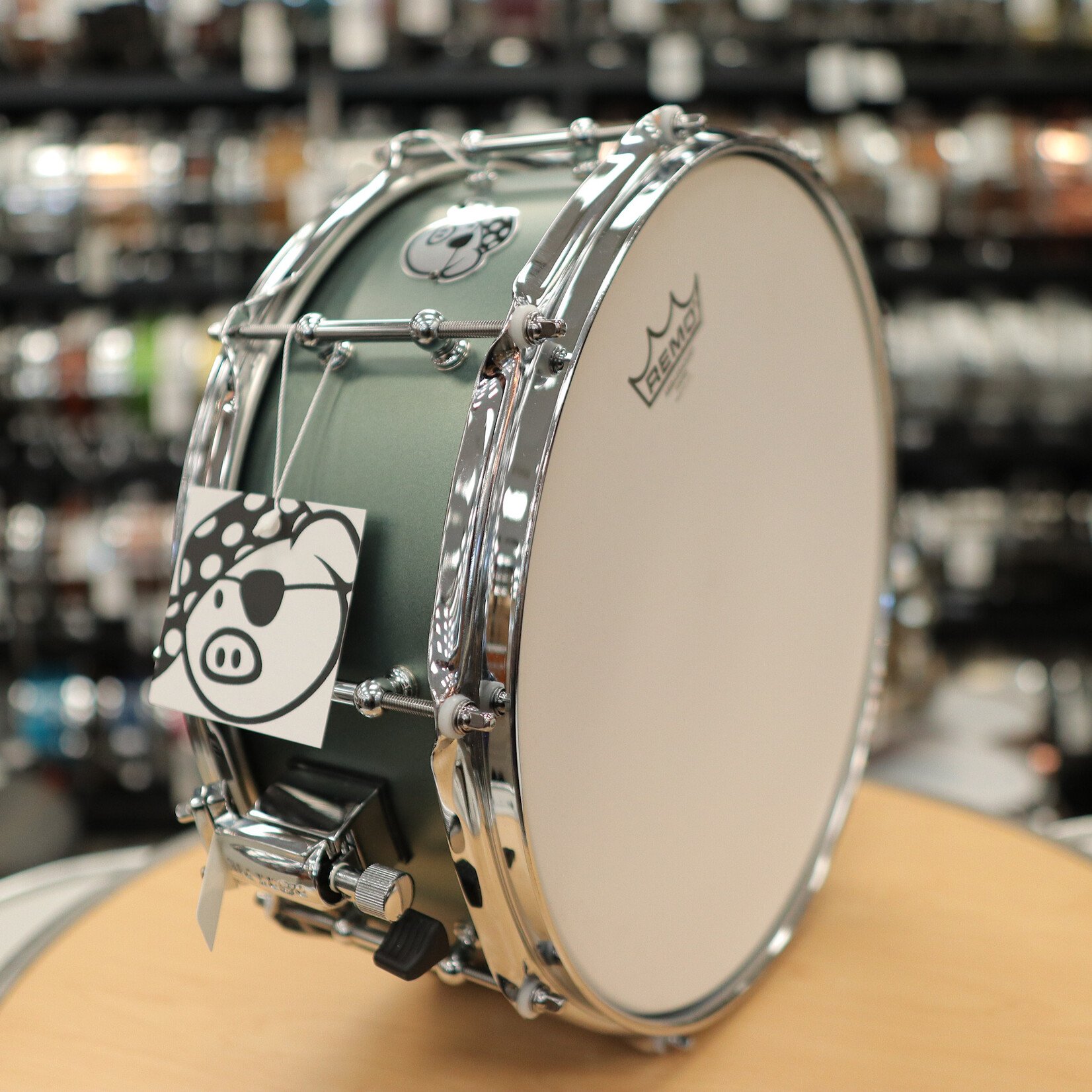 Pork Pie Pork Pie 5.5x14" Mahogany Hybrid Snare Drum with Tube Lugs (Deep Sage Metallic)