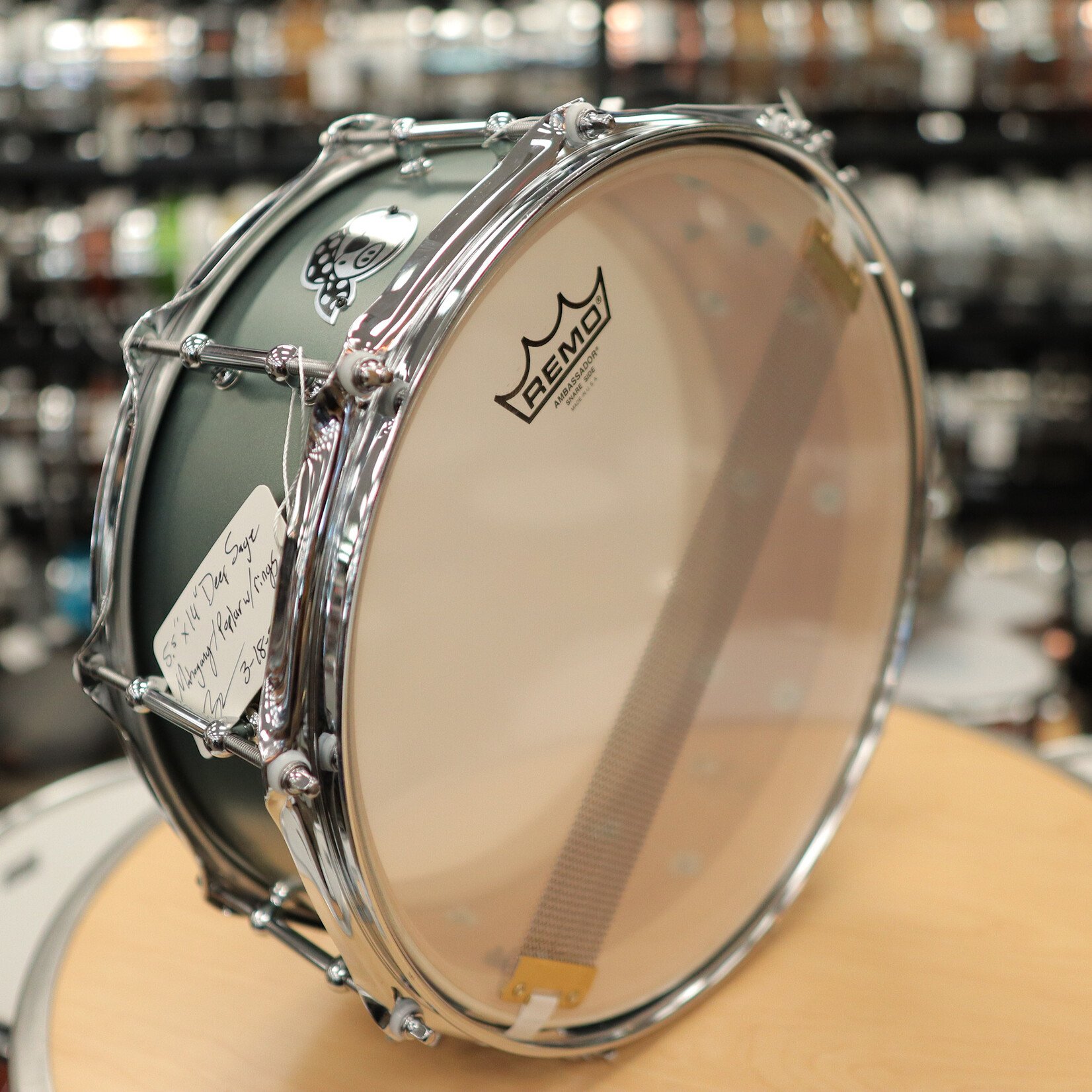 Pork Pie Pork Pie 5.5x14" Mahogany Hybrid Snare Drum with Tube Lugs (Deep Sage Metallic)