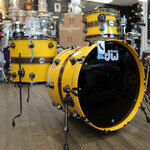 DW DW Collector's Maple/Mahogany Exotic 3-Piece Shell Pack 12/16/22 (Inca Gold Pearlescent w/ Kandy Black Rally Stripes & Black Nickel Hardware)