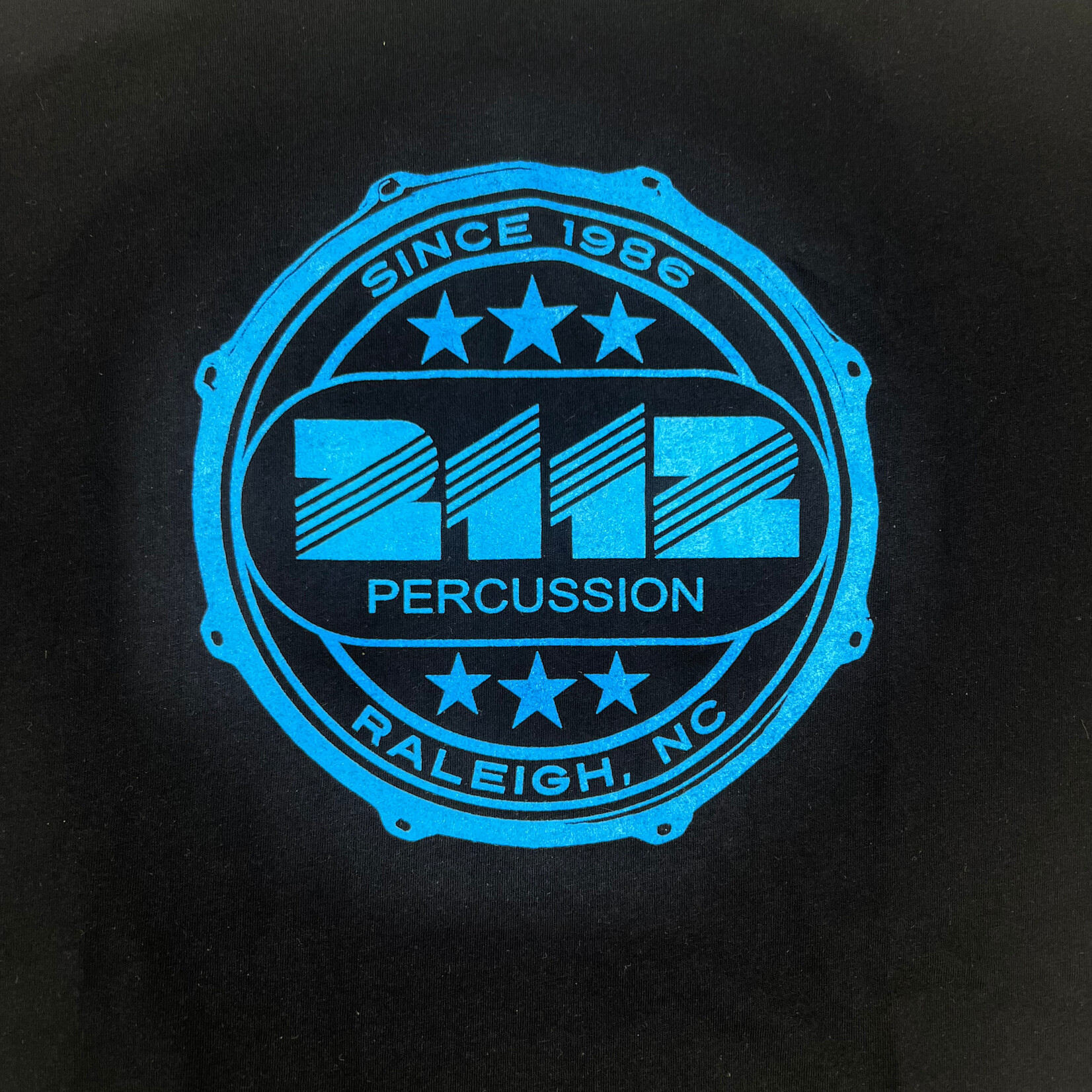 2112 T-Shirt Black 2112 Bright Blue Hoop Logo