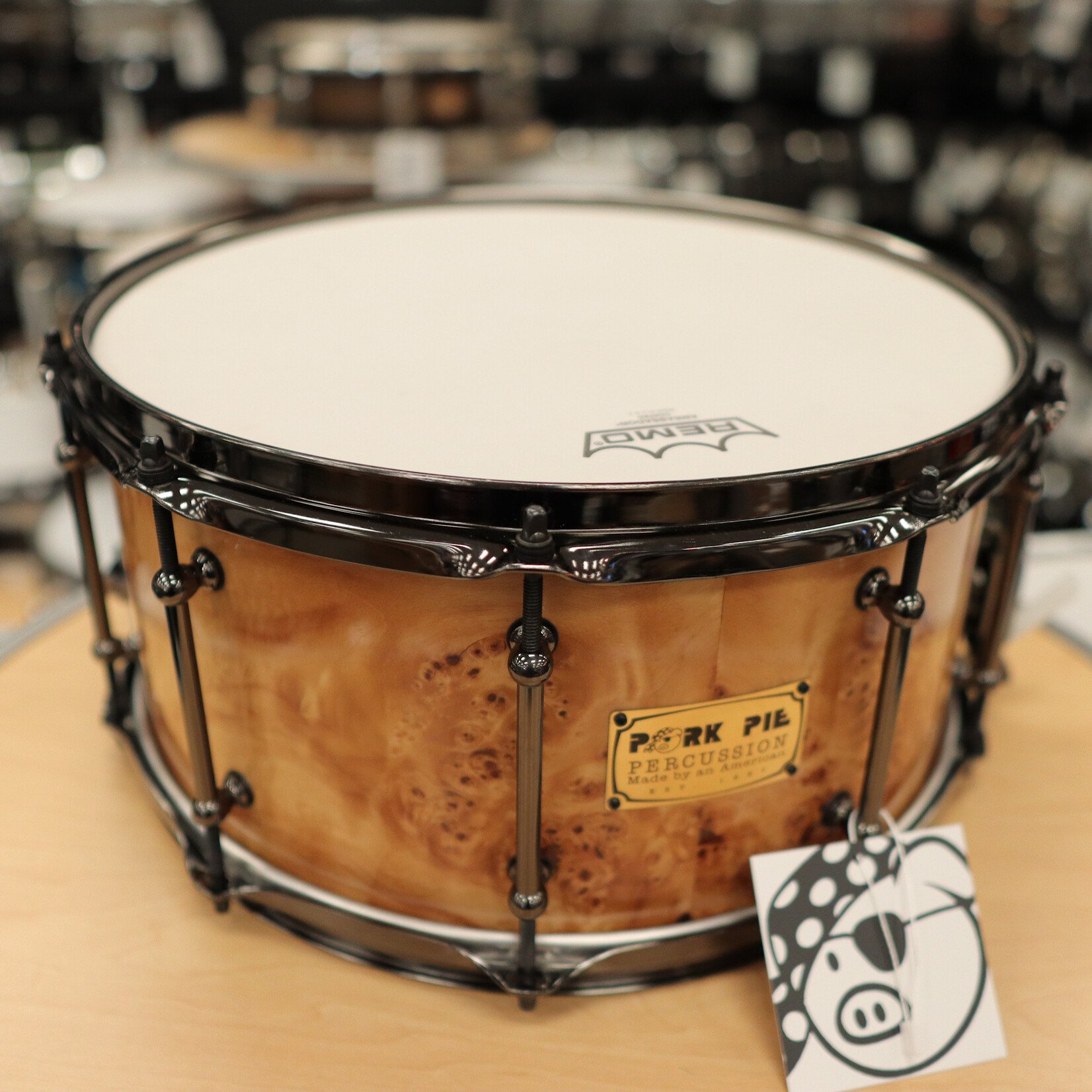 Pork Pie Pork Pie 7x14" Maple Snare Drum (Mappa Burl w/ Tube Lugs & Black Chrome HW)