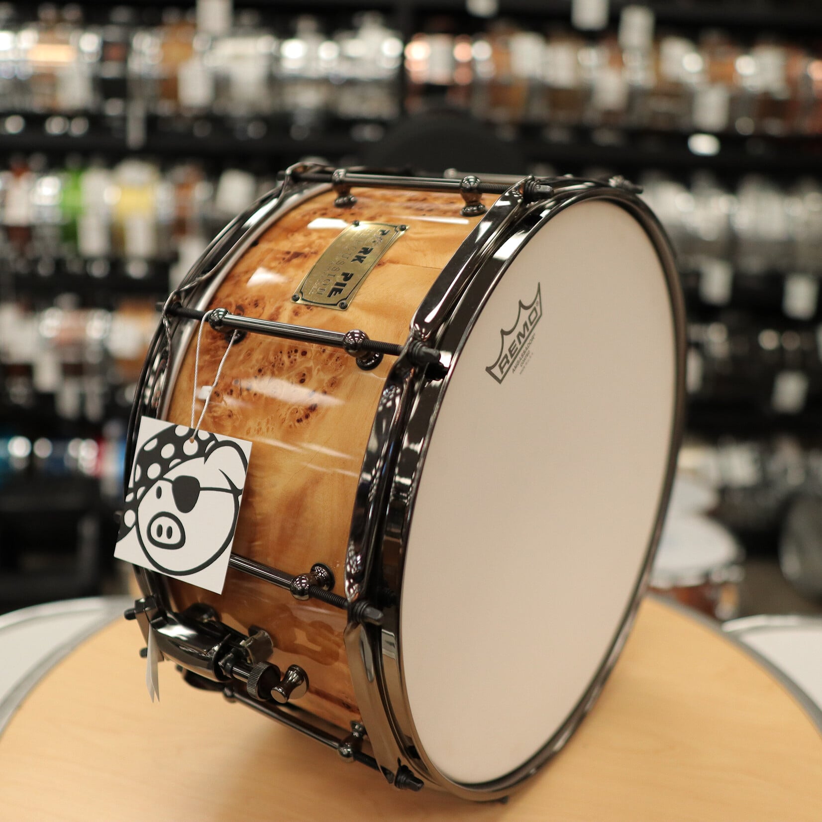 Pork Pie Pork Pie 7x14" Maple Snare Drum (Mappa Burl w/ Tube Lugs & Black Chrome HW)
