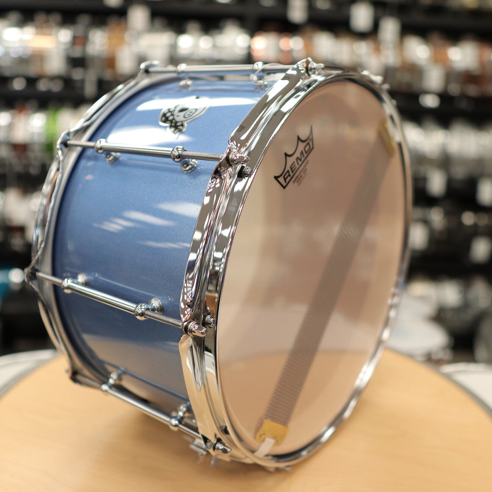 Pork Pie Pork Pie 8x14" Mahogany Snare Drum w/ Maple Re-Rings (Porcaro Blue)