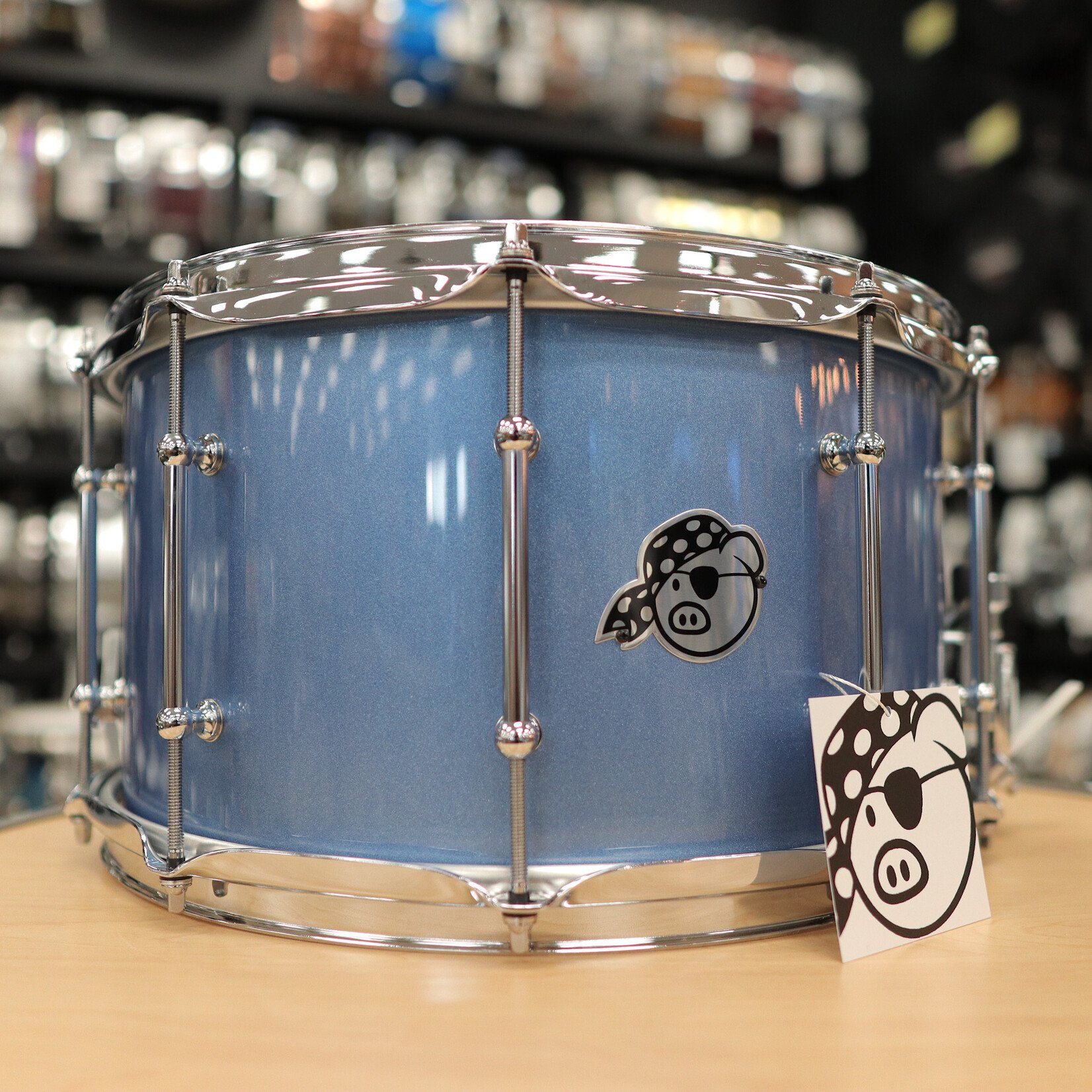 Pork Pie Pork Pie 8x14" Mahogany Snare Drum w/ Maple Re-Rings (Porcaro Blue)