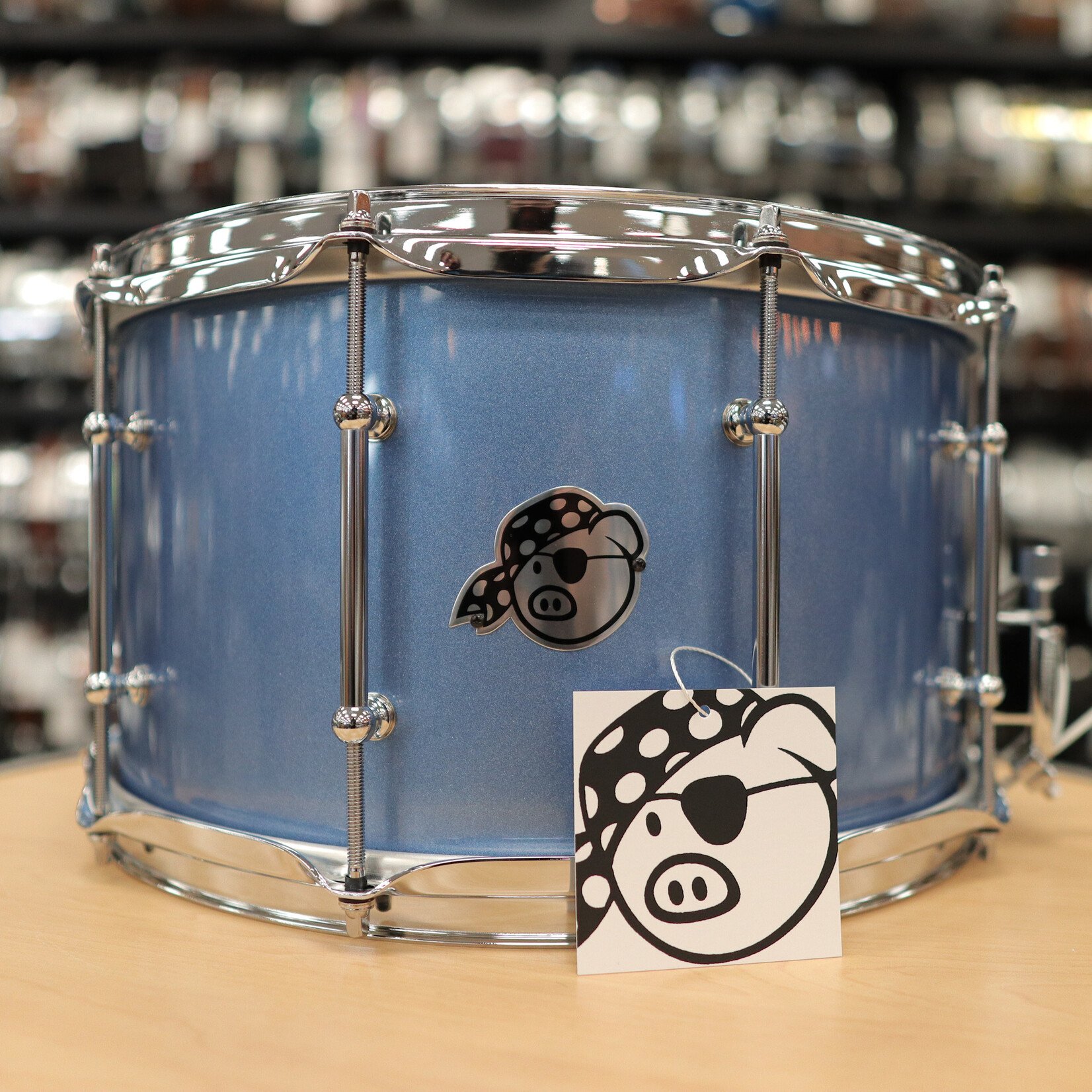 Pork Pie Pork Pie 8x14" Mahogany Snare Drum w/ Maple Re-Rings (Porcaro Blue)