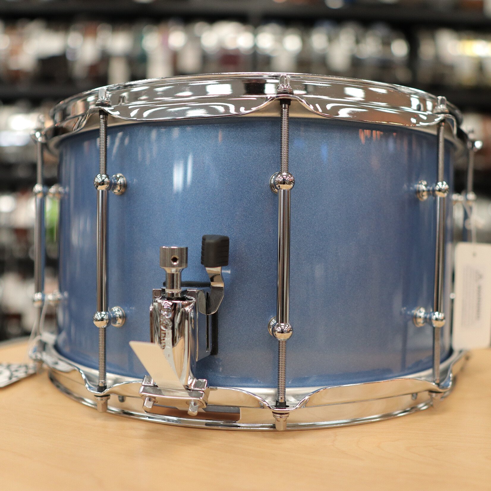 Pork Pie Pork Pie 8x14" Mahogany Snare Drum w/ Maple Re-Rings (Porcaro Blue)