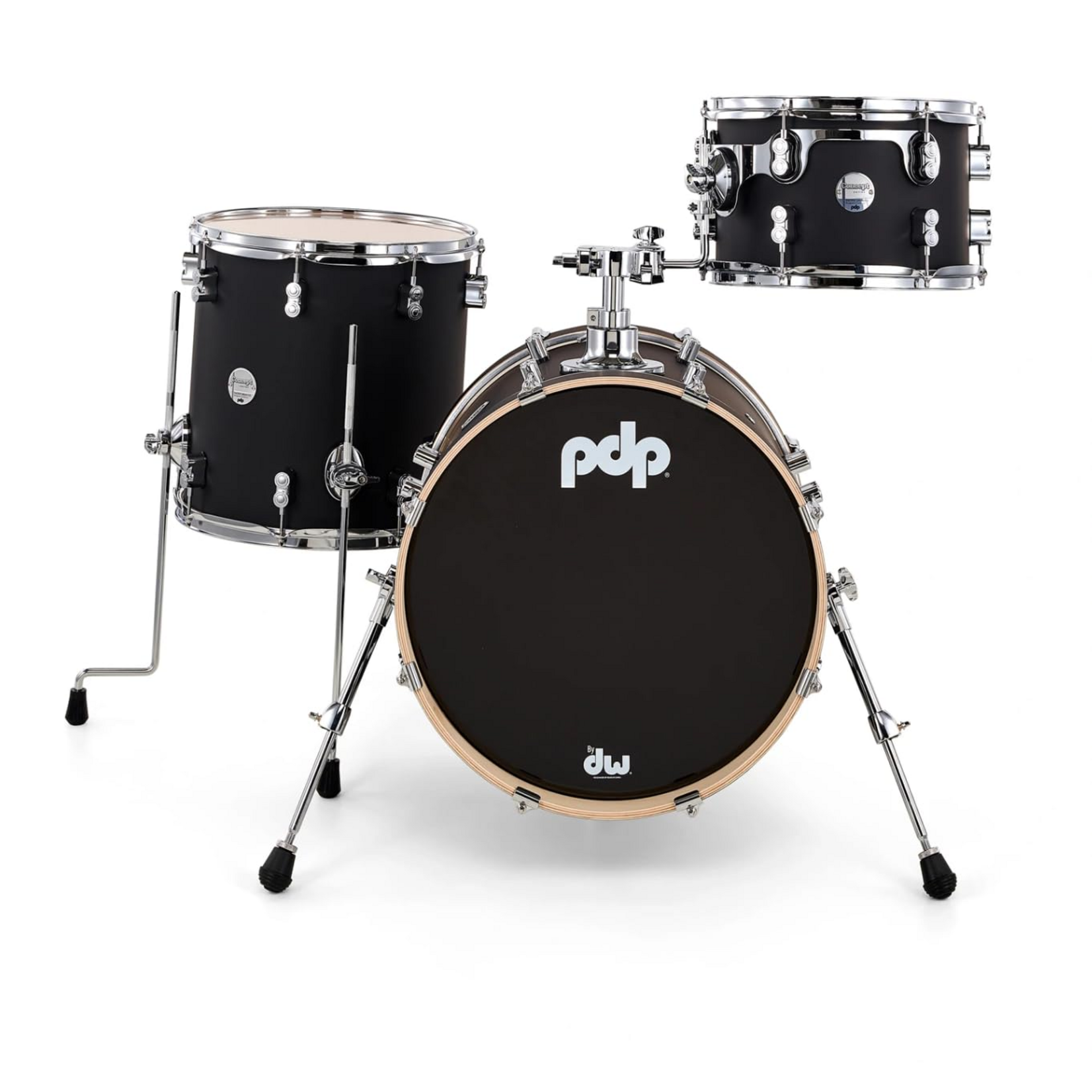 PDP PDP Concept Maple Bop Shell Pack, 3pc, 18/12/14 (Satin Black Finish Ply)