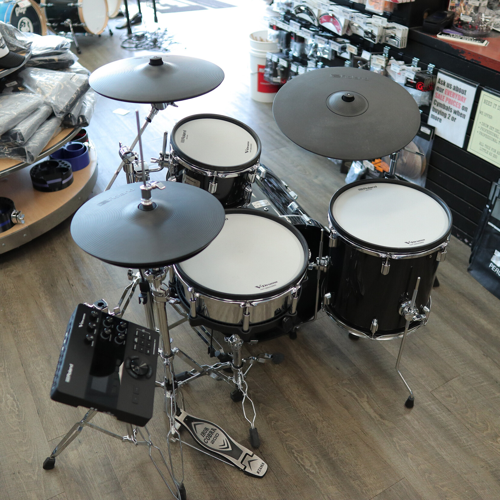 Roland Pre-Owned Roland VAD504 V-Drums Acoustic Design Electronic Drum Kit w/ Tama Iron Cobra HiHat Stand