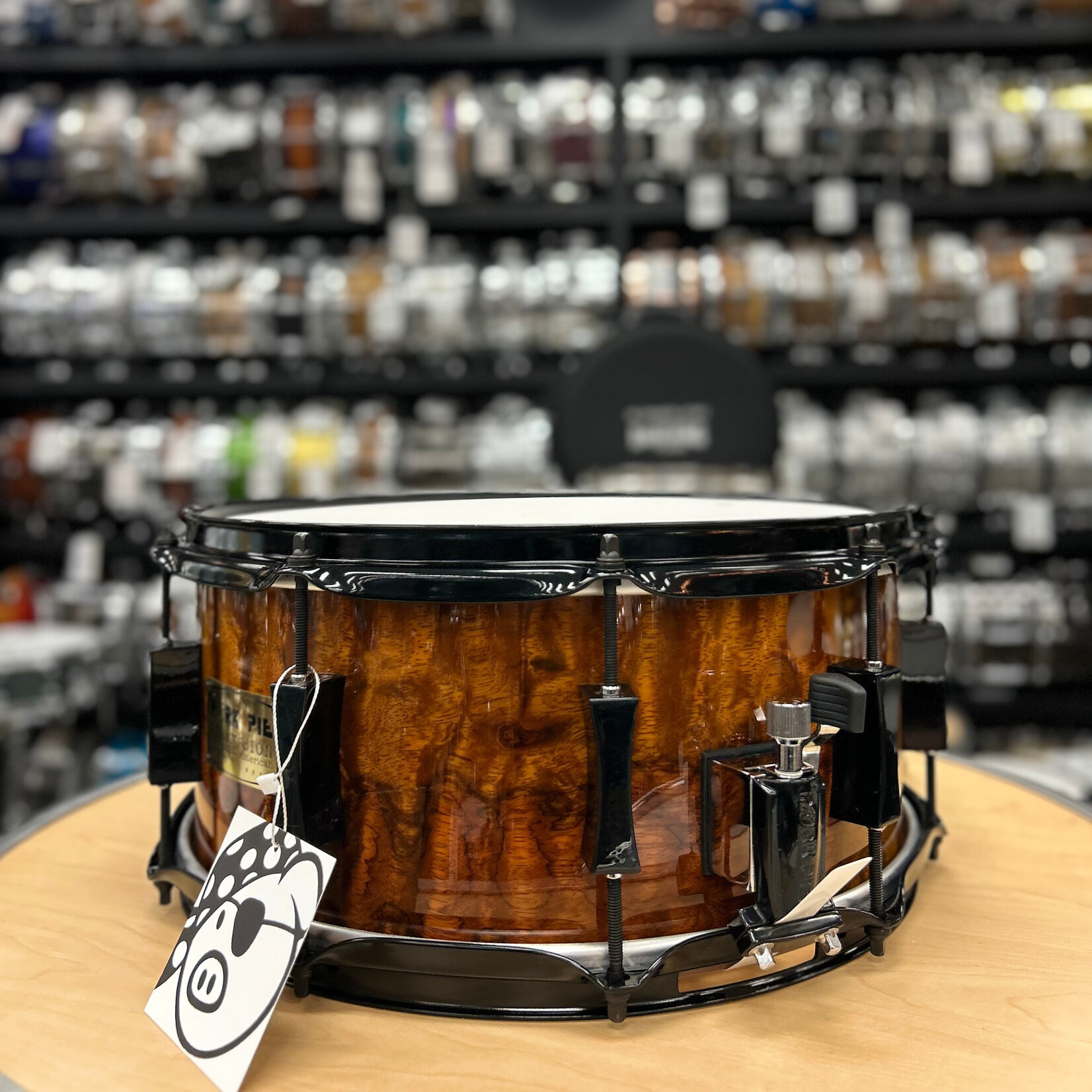 Pork Pie Pork Pie 7x14" Maple/Bubinga Snare Drum (Bubinga Hi-Gloss with Black Hardware)