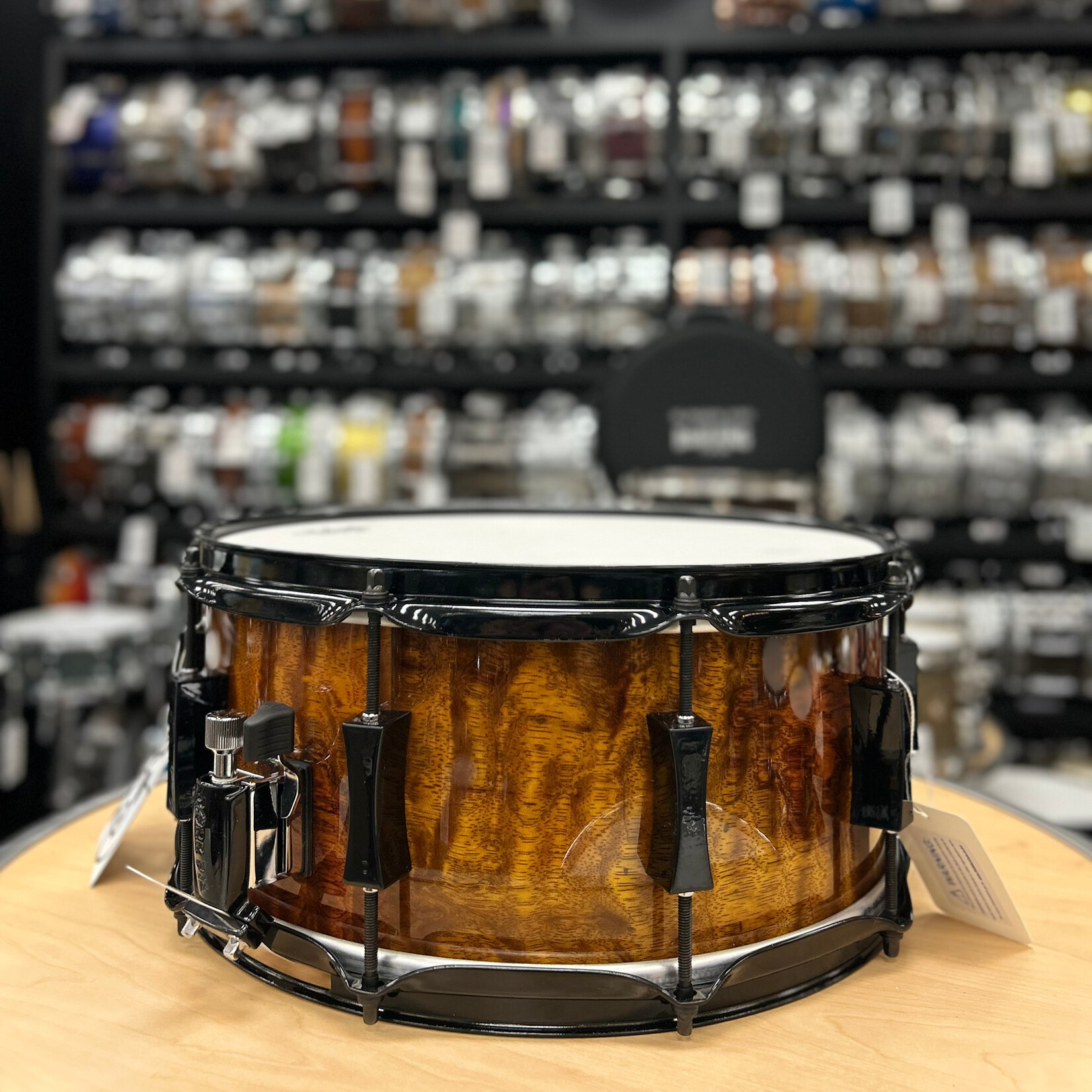 Pork Pie Pork Pie 7x14" Maple/Bubinga Snare Drum (Bubinga Hi-Gloss with Black Hardware)